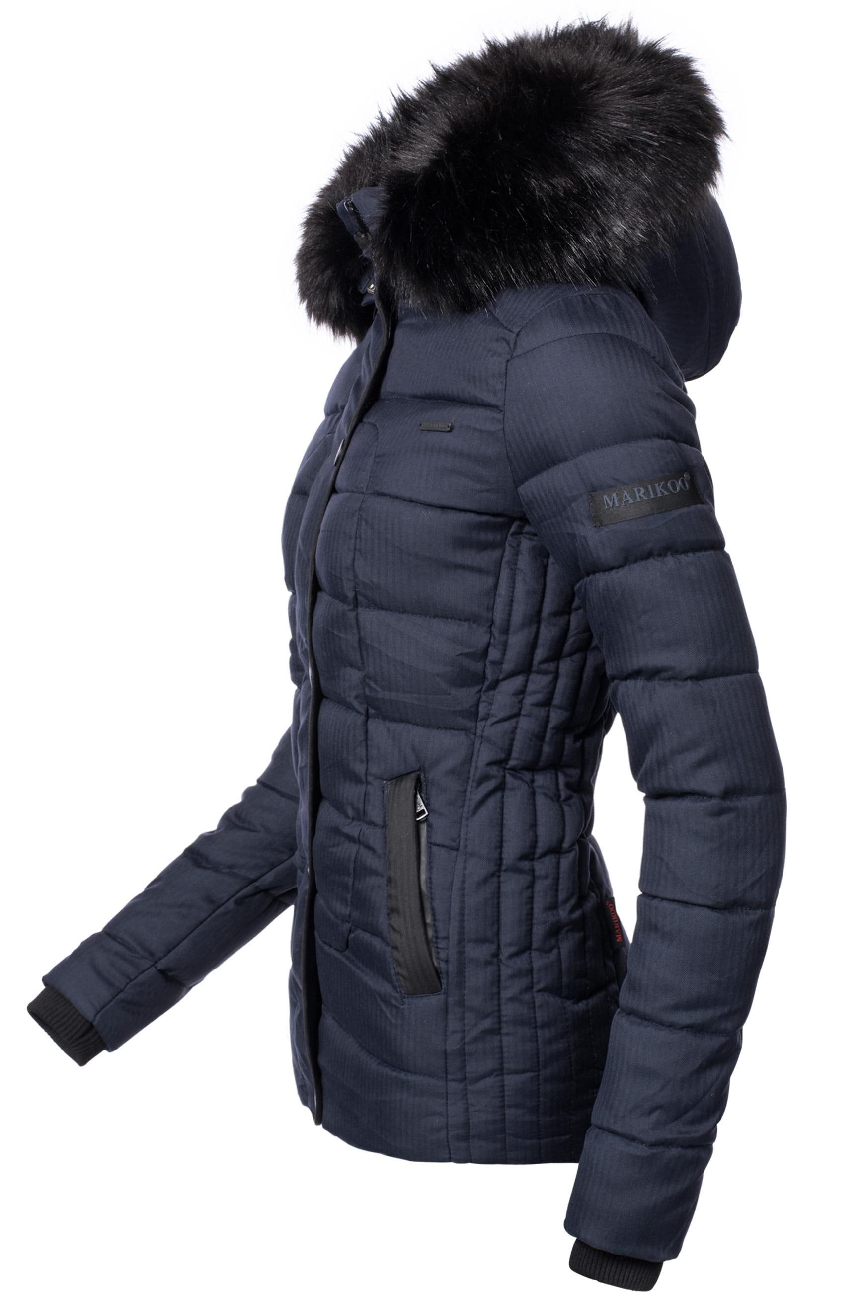 Marikoo Steppjacke »Unique«, mit Kapuze, modische Winterjacke mit Kunstpelz-Kapuze