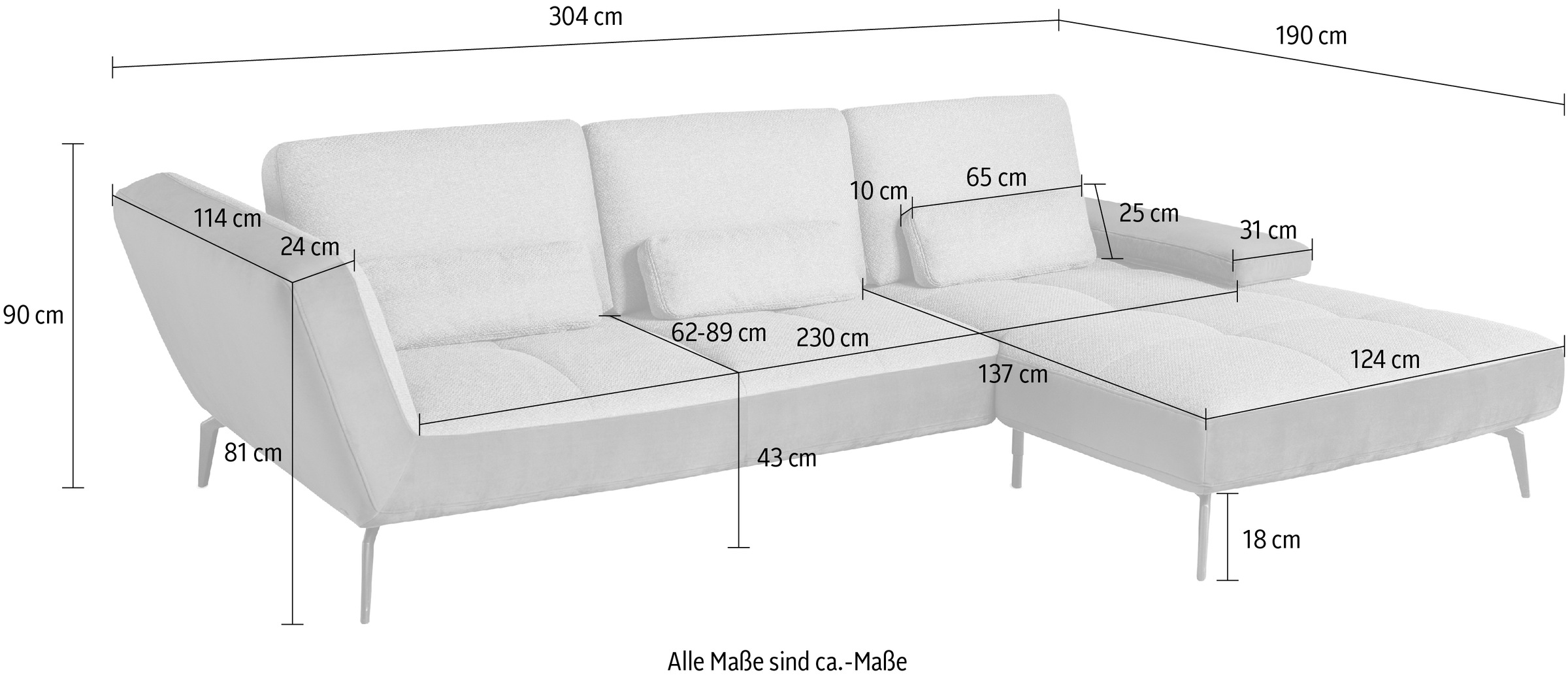 set one by bestellen 4300«, Musterring »SO inklusive Ecksofa Nierenkissen BAUR Sitztiefenverstellung | und