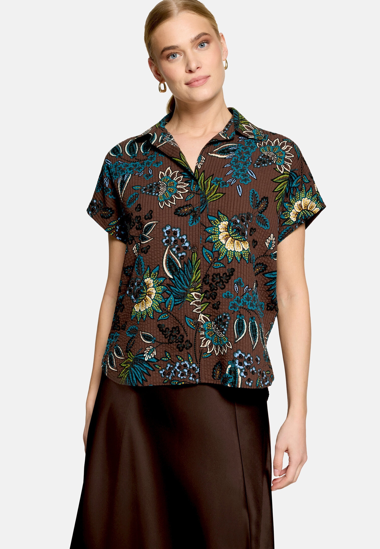 Zero Klassische Bluse »Damen kurzarm mit Print«