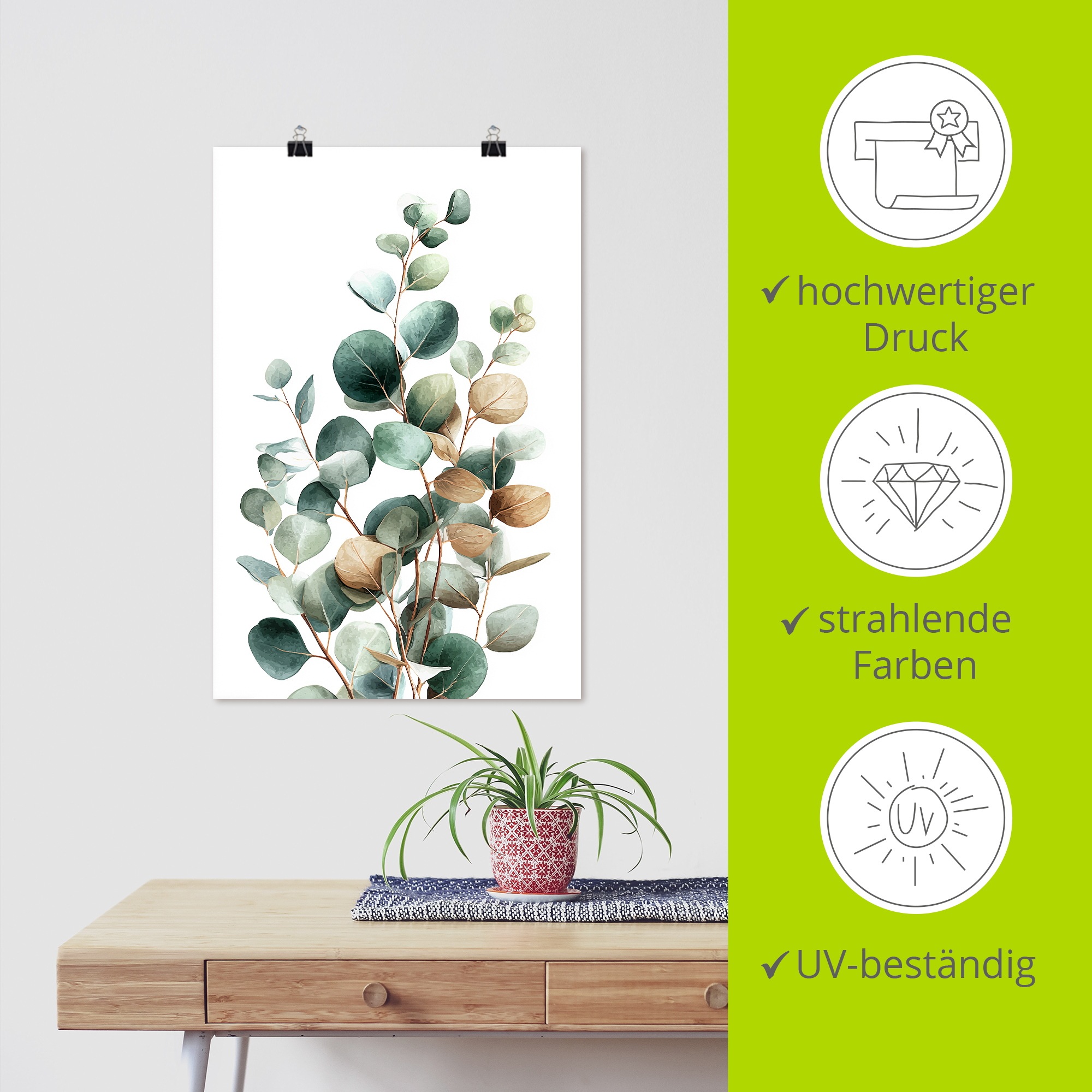 Wandbild ARTLAND "Eukalyptus", farbe bild(er): grün, B:80cm H:120cm, Papier, Bilder, als Alubild, Leinwandbild, Poster, Wandaufkleber in verschied. Größen 2