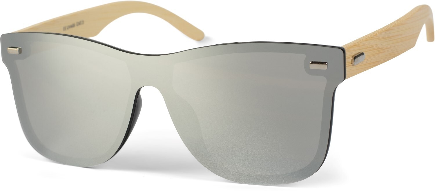 styleBREAKER Sonnenbrille "Monoglas Nerd Sonnenbrille Bambus Bügel" 1 Stk.