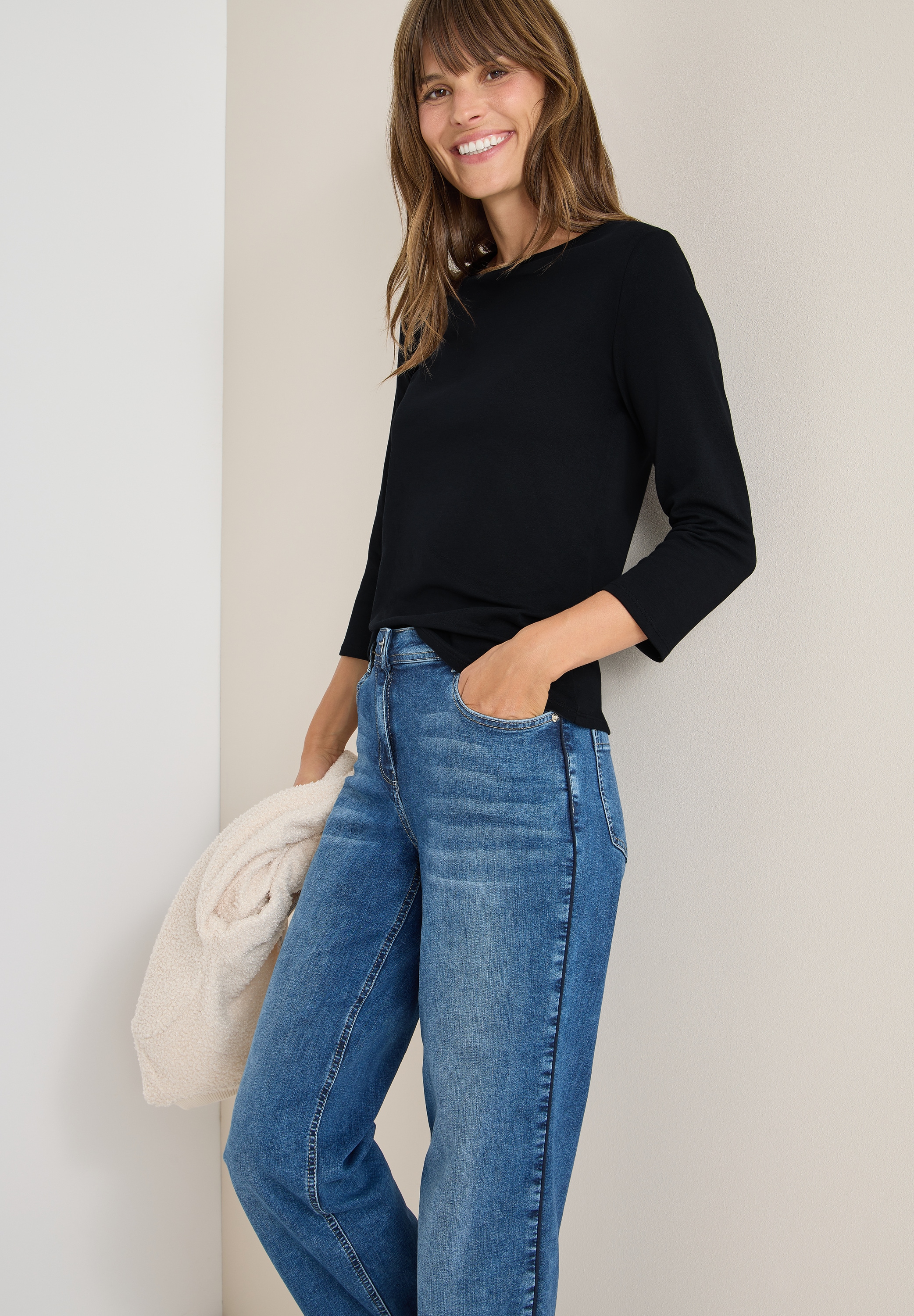 Cecil 3/4-Arm-Shirt mit U-Boot-Ausschnitt günstig online kaufen