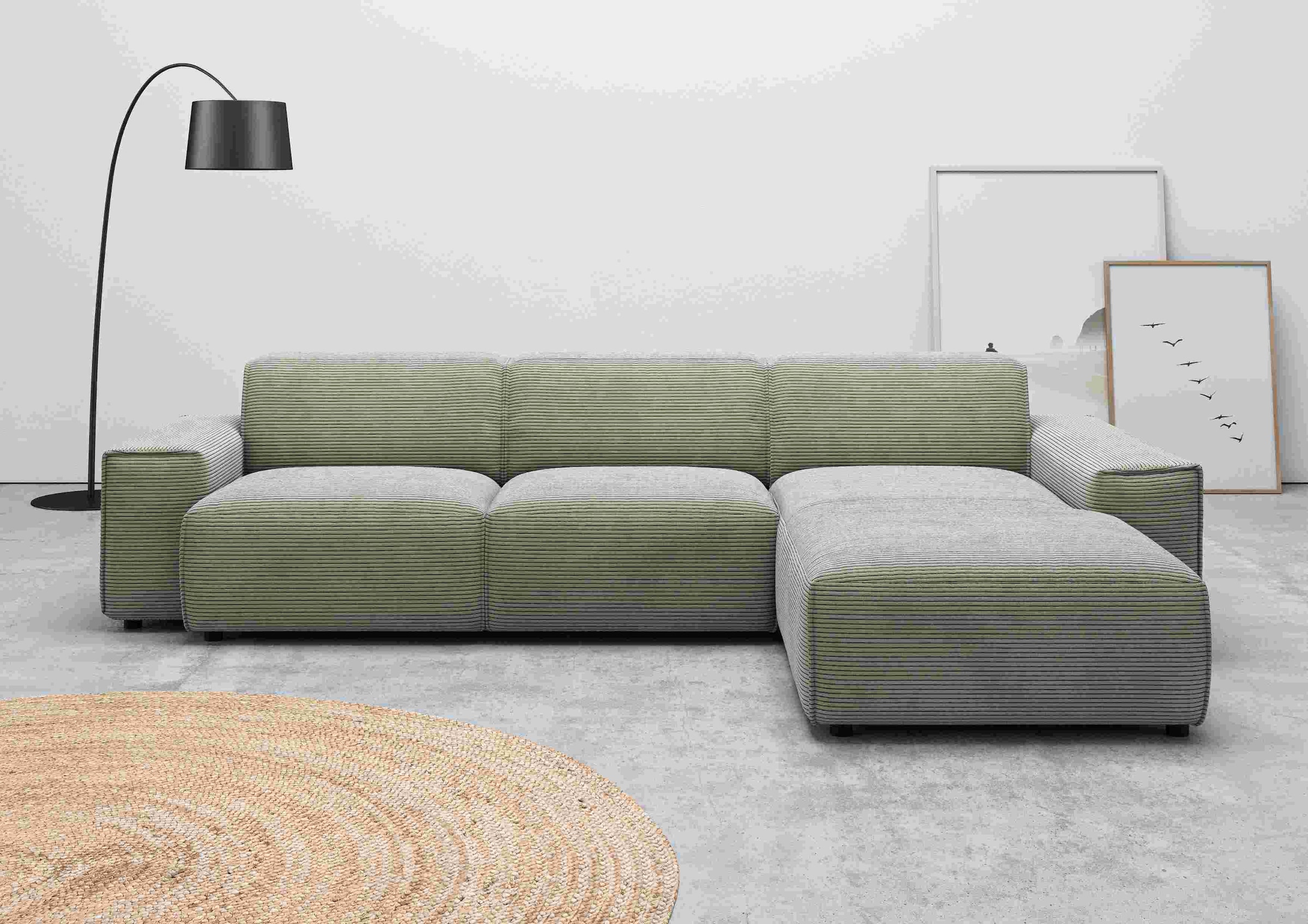 andas Ecksofa »Glimminge auch in Breitcord, Feincord, Bouclé + Easy care-Bezug«, L-Form, Breite 294, Zierkissen
