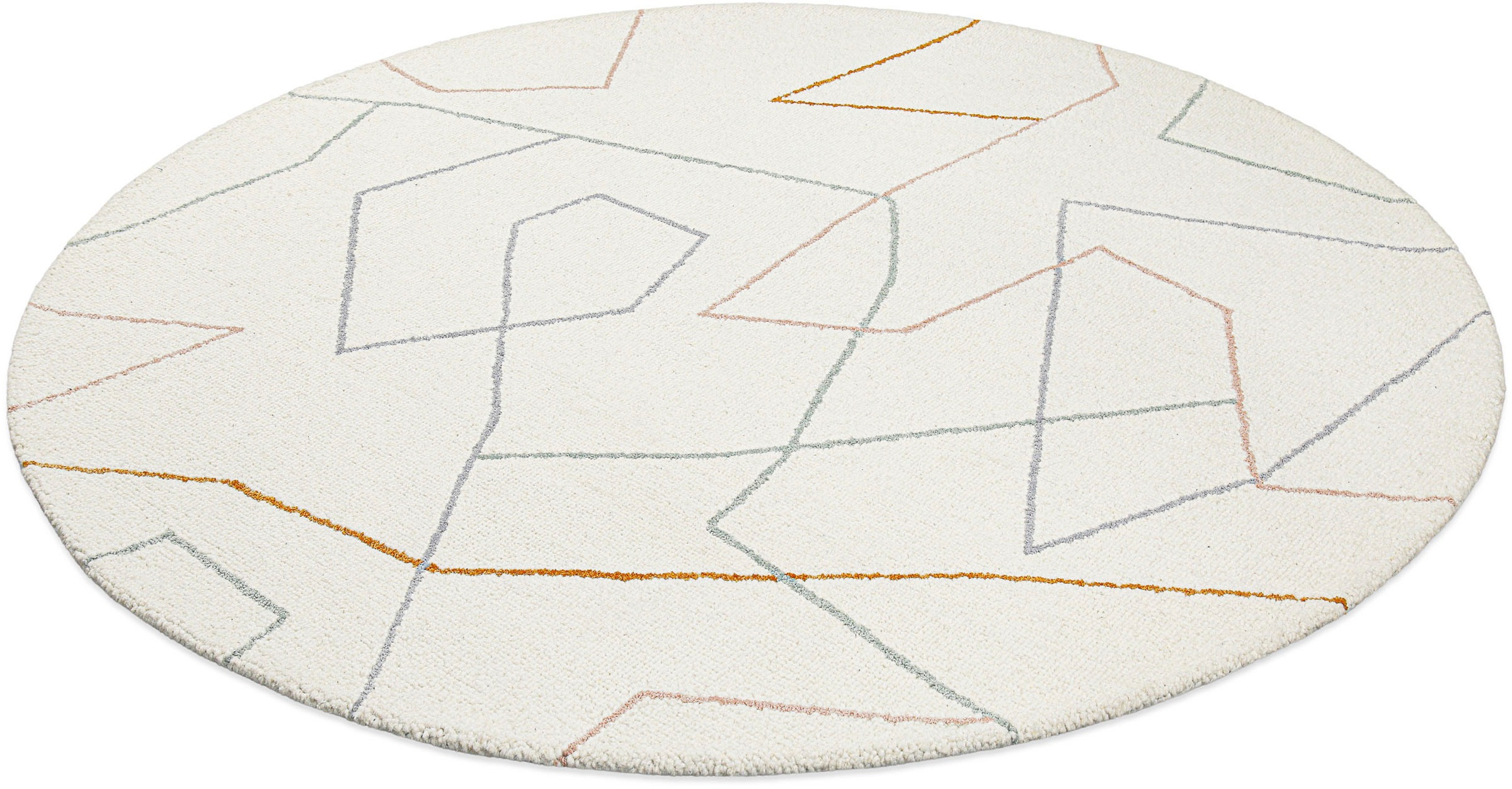 Wecon home Teppich »Nox«, rund, 6 mm Höhe, Wollteppich, abstrakt, hochwertig, handgetuftet, robust, modern