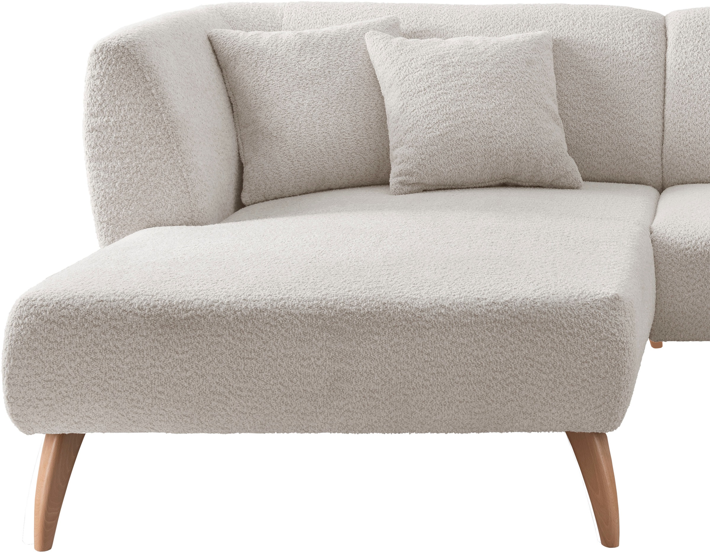 INOSIGN Ecksofa »Colori L-Form«, Holzfußfarbe wählbar, inkl. 4x Zierkissen