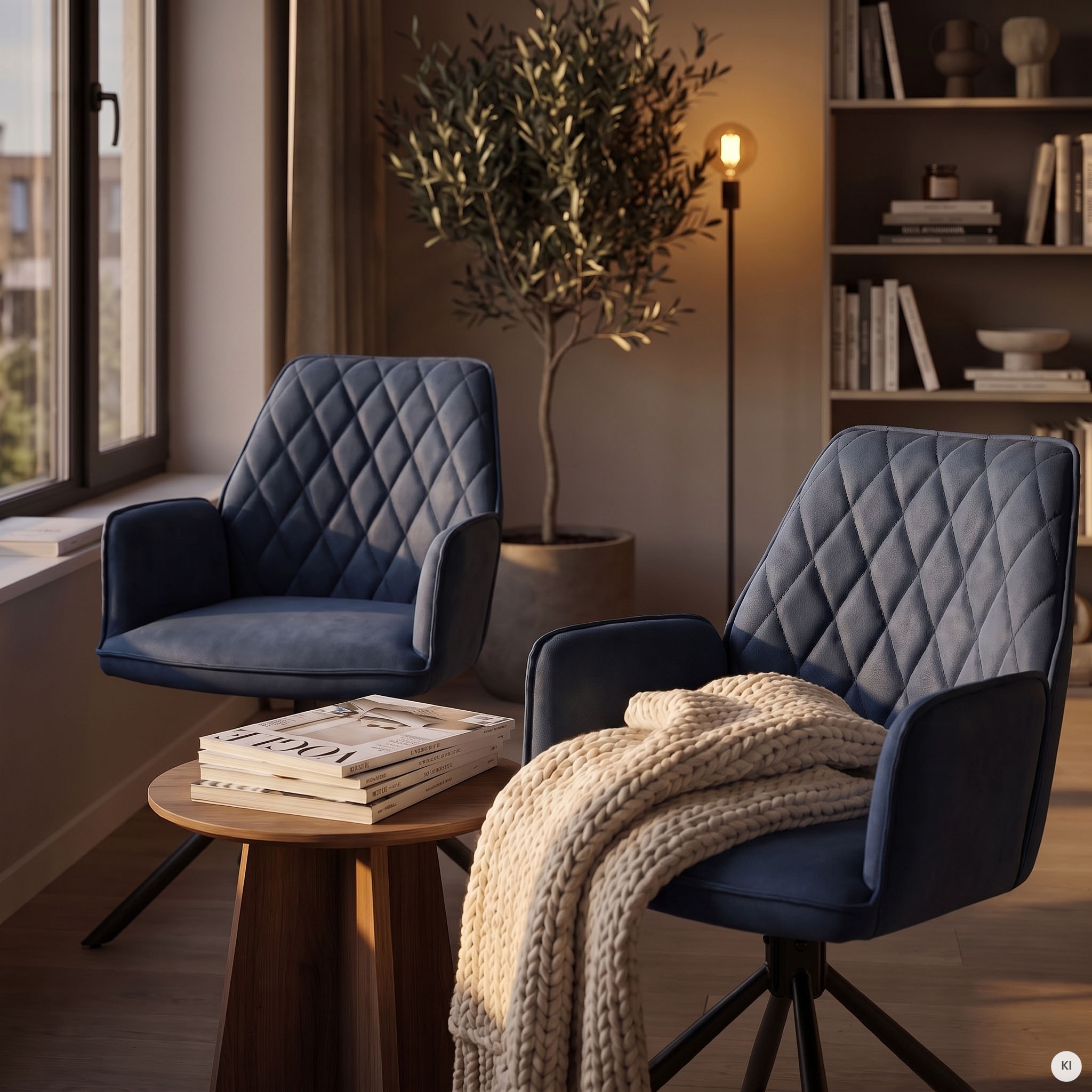 SalesFever Esszimmerstuhl »Vancouver Armlehnstuhl fürs Esszimmer« (Set) 2 Stk.Esszimmersessel, Rückenlehne mit Rautensteppung, 360° Drehfunktion