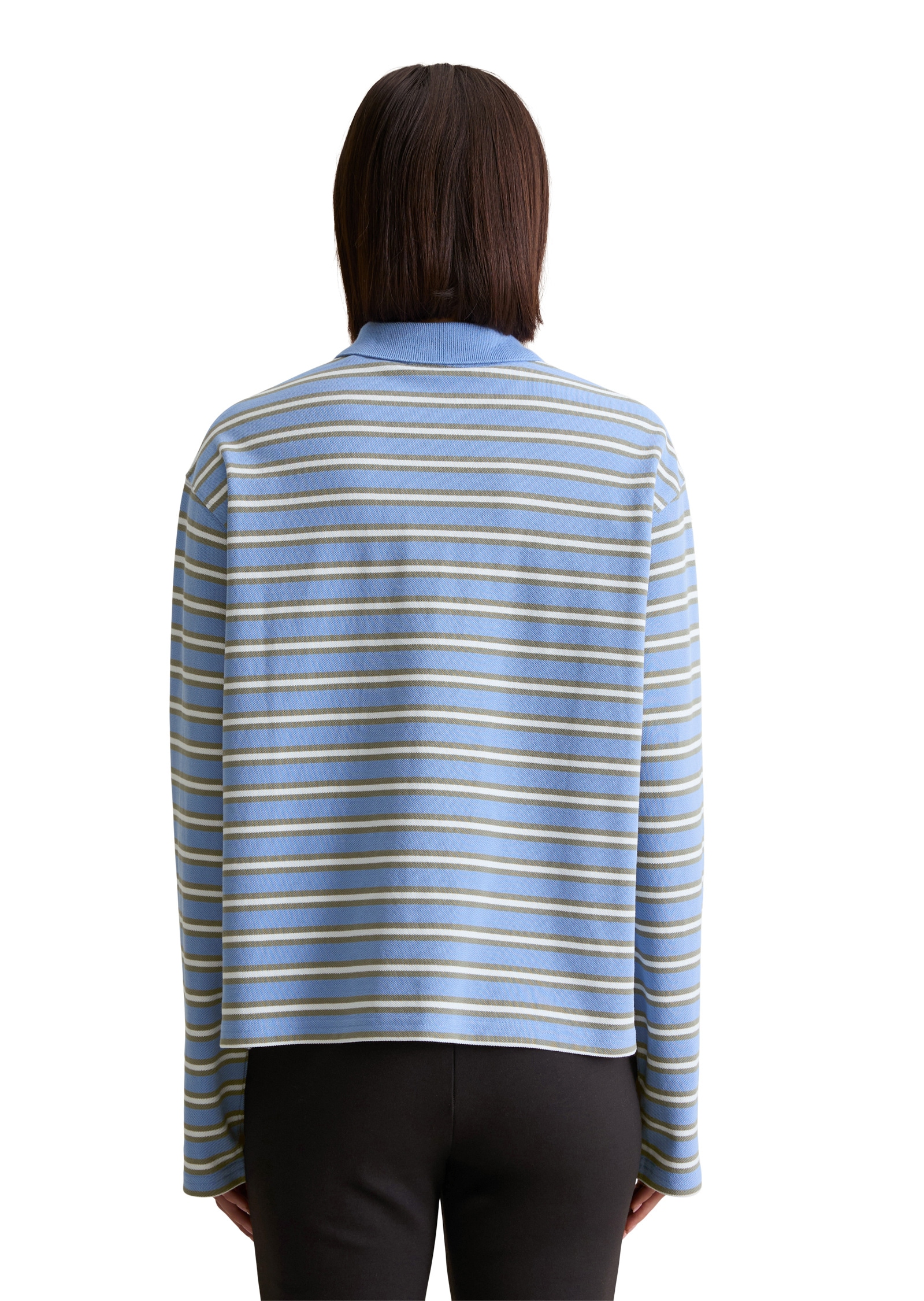 Marc O'Polo DENIM Langarm-Poloshirt »aus gestreiftem Heavy Piqué-Jersey«