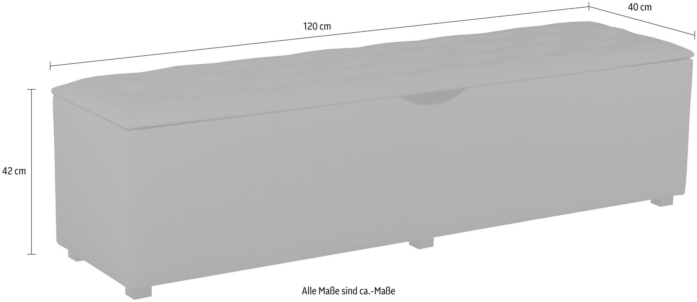 Places of Style Hockerbank »Knobbed«, Hockerbank mit Stauraum, Breite 120 cm und 160 cm
