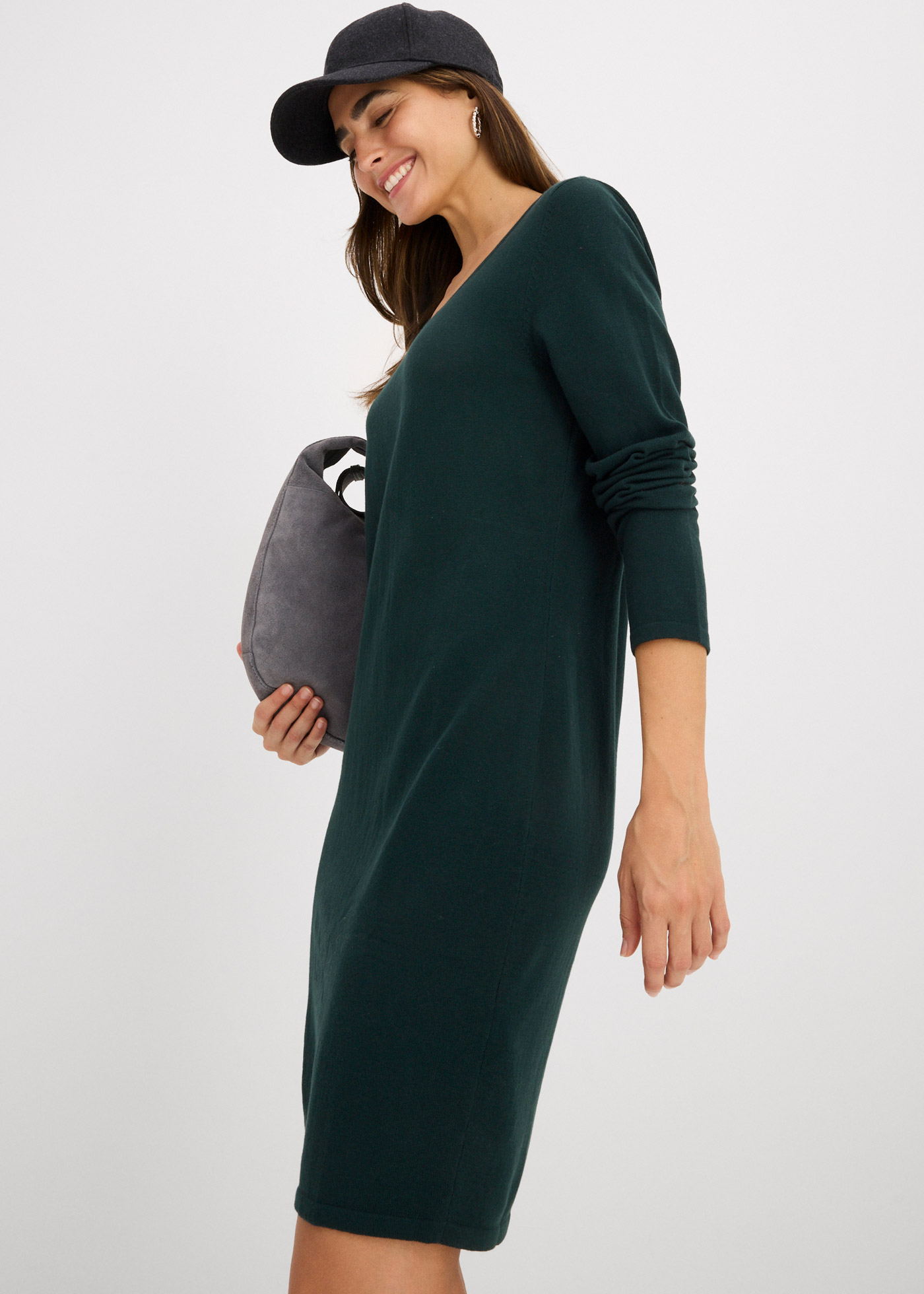 bonprix "Strickkleid" für den Alltag, aus Baumwolle und Polyamid, lockere Passform