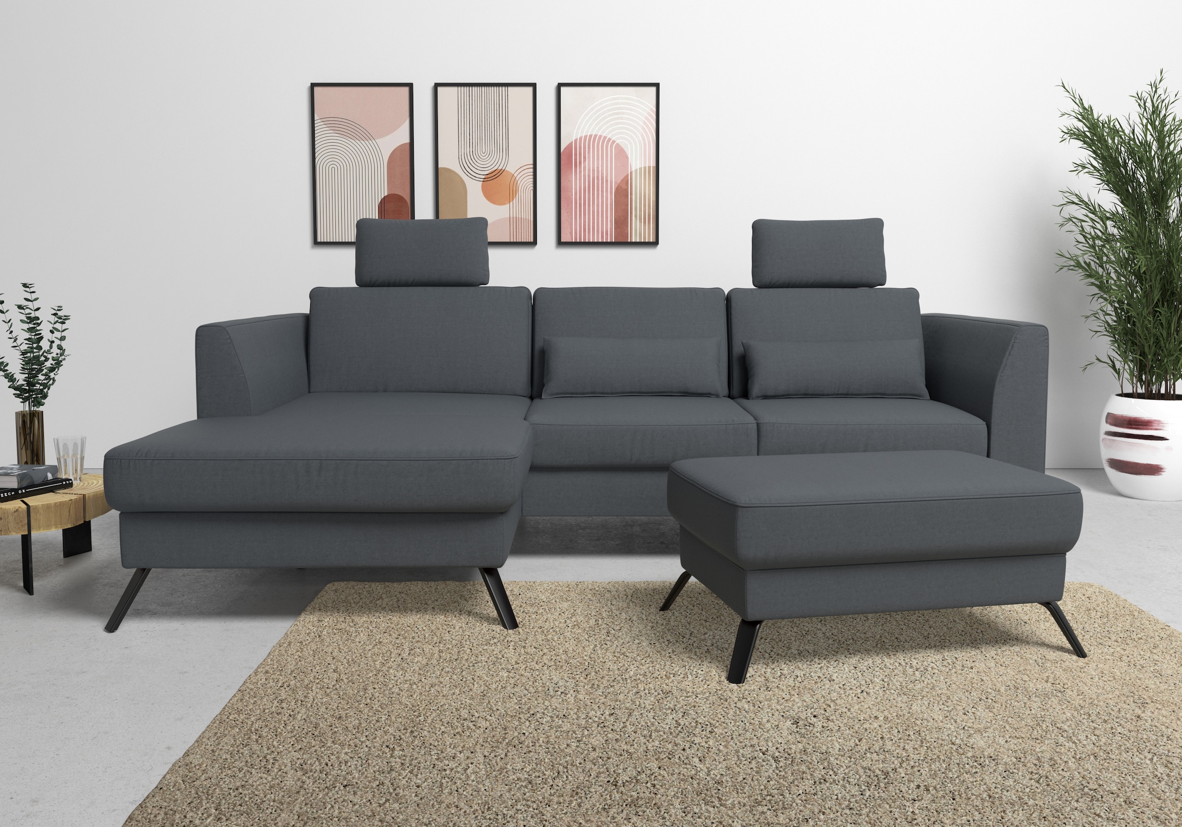 sit&more Ecksofa "Olsen L-Form" inklusive Sitztiefenverstellung, optional Schlaffunktion, 15cm hoch