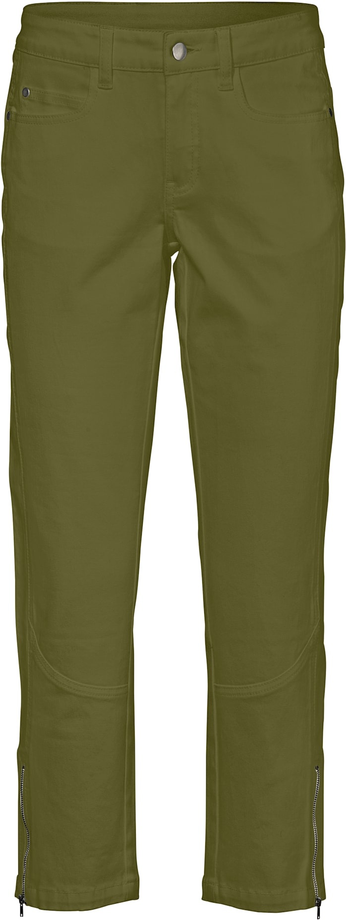 3/4-Hose HEINE, Damen, Gr. 22, Kurzgrößen, grün (oliv), 98% Baumwolle, 2% Elasthan, Miedereinsatz:15% Elasthan, 85% Polyamid, unifarben, 7/8-Länge, Hosen 3