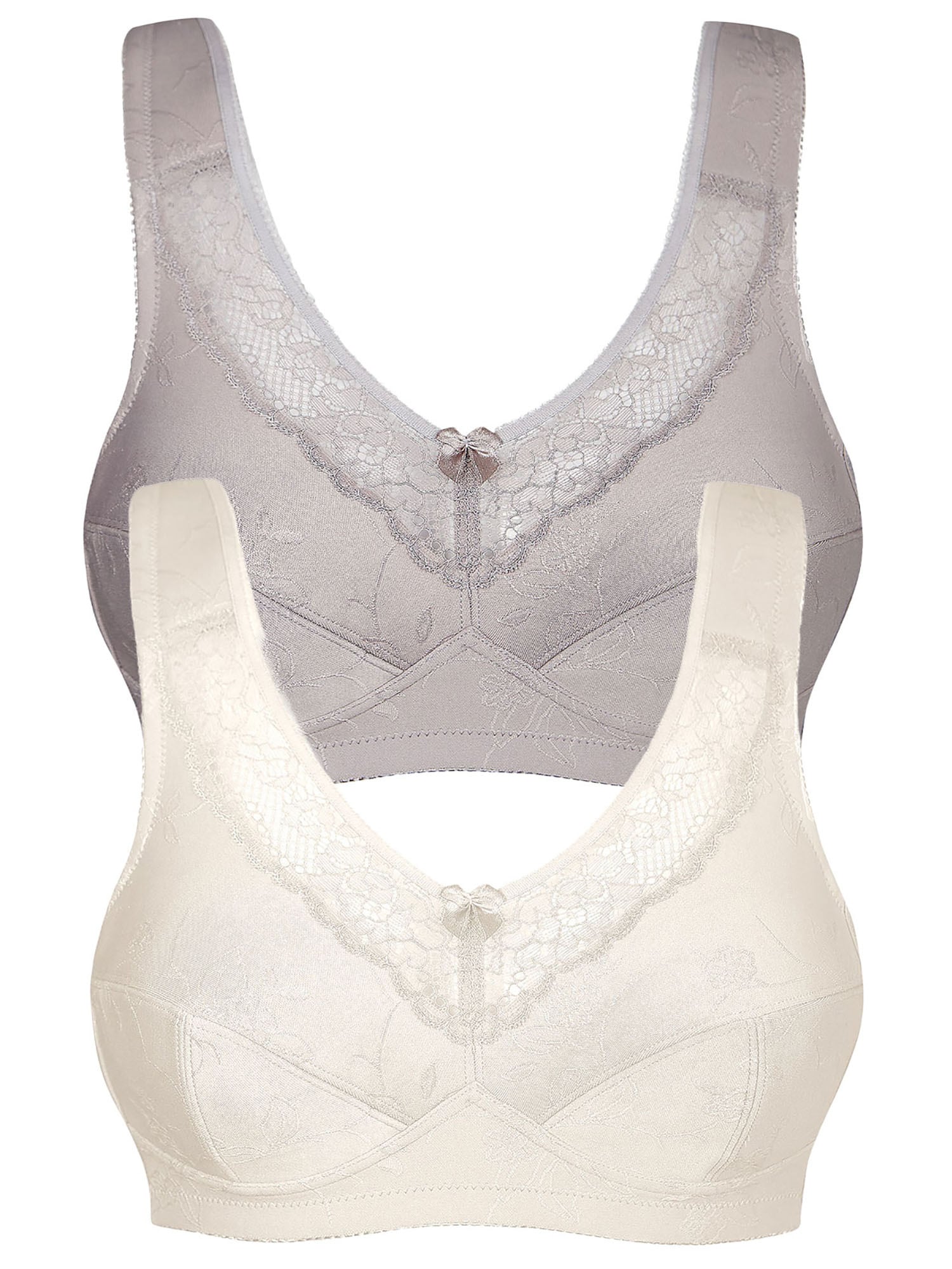 SUSA Damen Entlastungs-BH "2er Pack Entlastungs BH ohne Bügel Basic", Gr. 80frosty lavender puder, Obermaterial: 55% Polyamid PA. 39% Baumwolle CO.