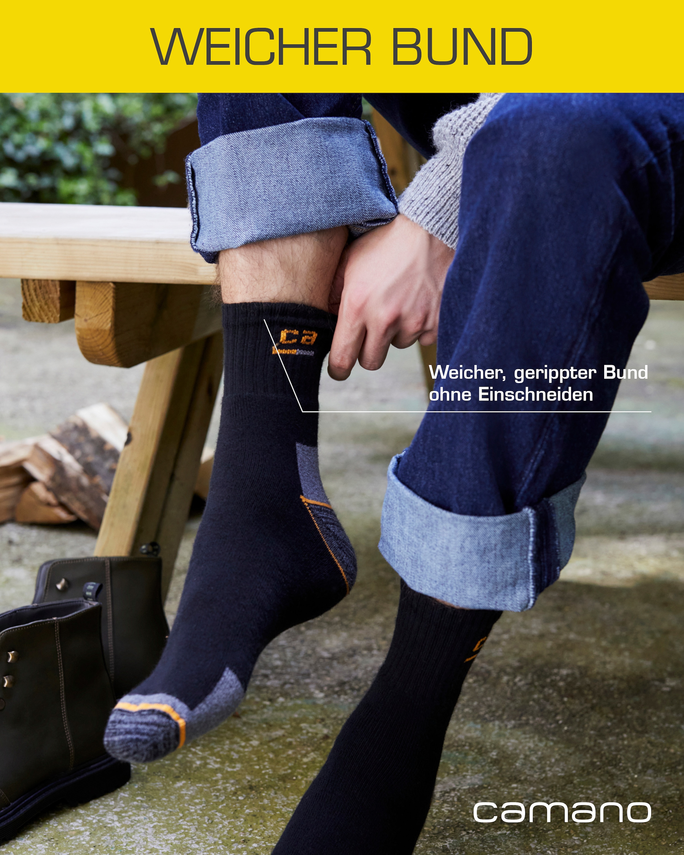 Camano Arbeitssocken »work« 9 Paar tlg. verstärkte Belastungszonen, atmungsaktiv, gepolstert