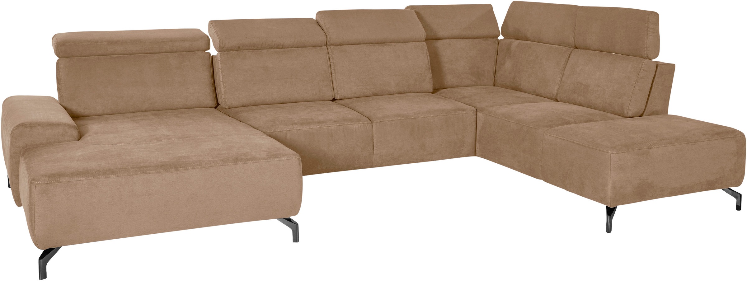 sit&more Wohnlandschaft »Gizeh U-Form«, 12 cm Fußhöhe, inklusive Sitztiefenverstellung und Kopfteilverstellung