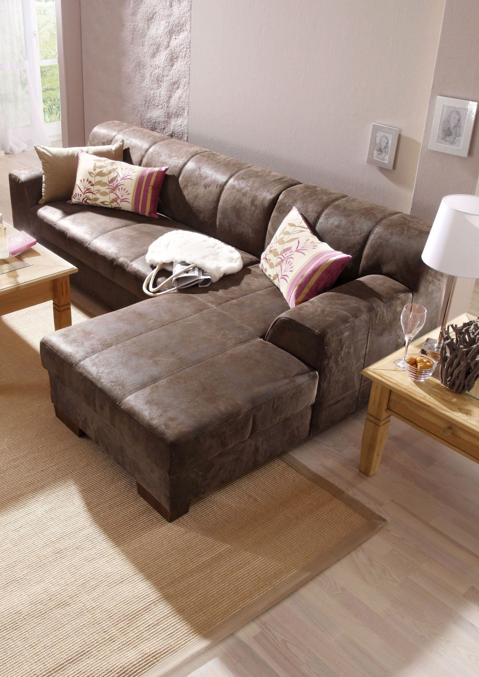 Home affaire Ecksofa »Falk klare Linien, elegant und zeitlos, L-Form«, mit Federkern und wahlweise mit Bettfunktion