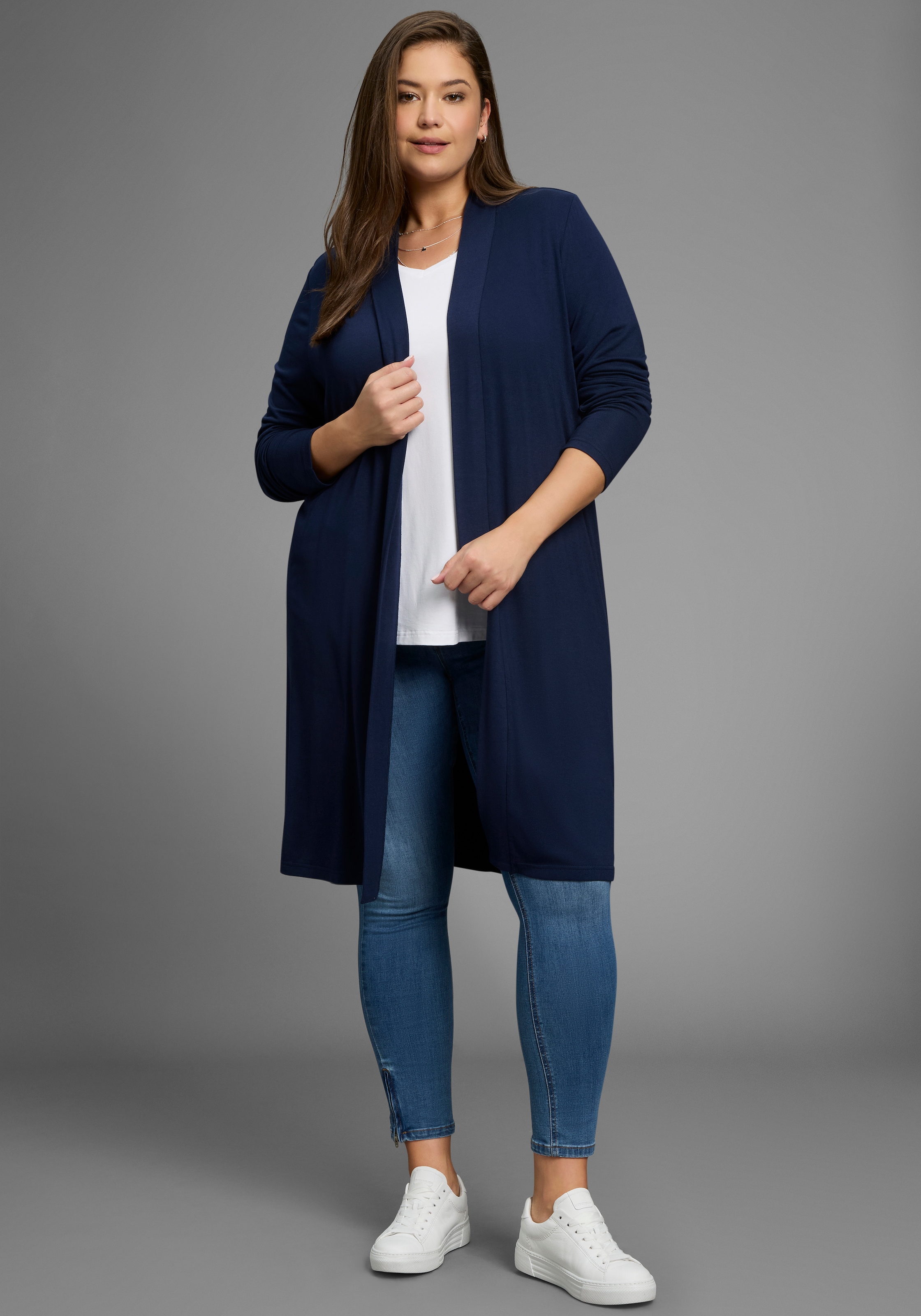 Laura Scott CURVE Longstrickjacke, aus weichem, angenehmem fließendem Jerseymaterial - GROSSE GRÖSSE