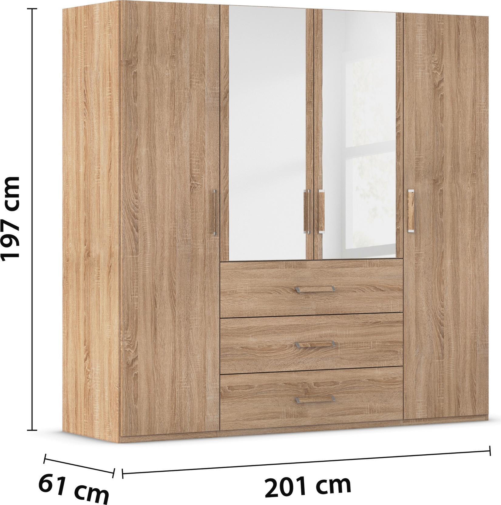 rauch Schlafzimmer-Set »Komplettschlafzimmer Schlafzimmer EVELYN«, (Set, 3 tlg.), Schrank und Bett in 2 Breiten, Nachttisch mit Paneel MADE IN GERMANY