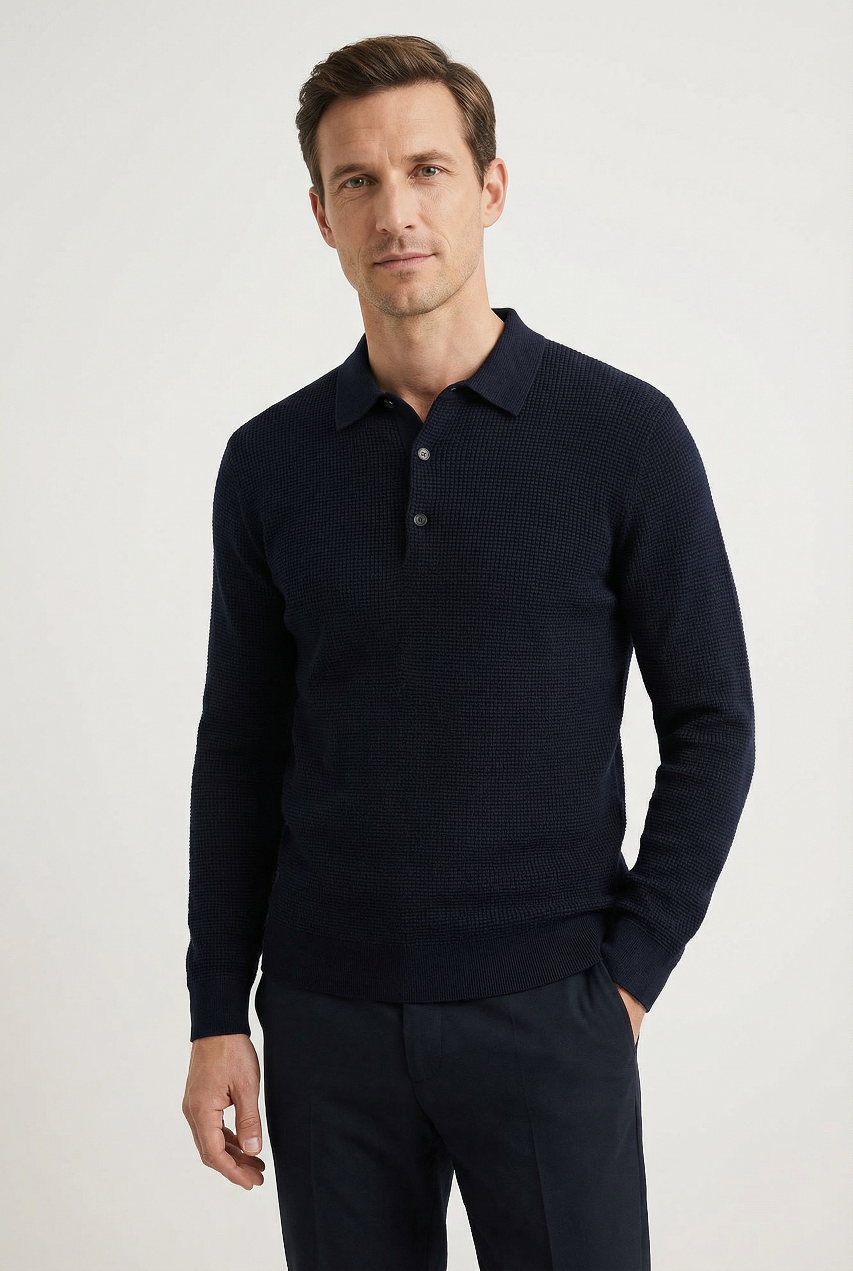 Langarm-Poloshirt OLYMP "OLYMP Casual Strick", Damen, Gr. S, marine, 89% Baumwolle, 11% Polyamid, Shirts