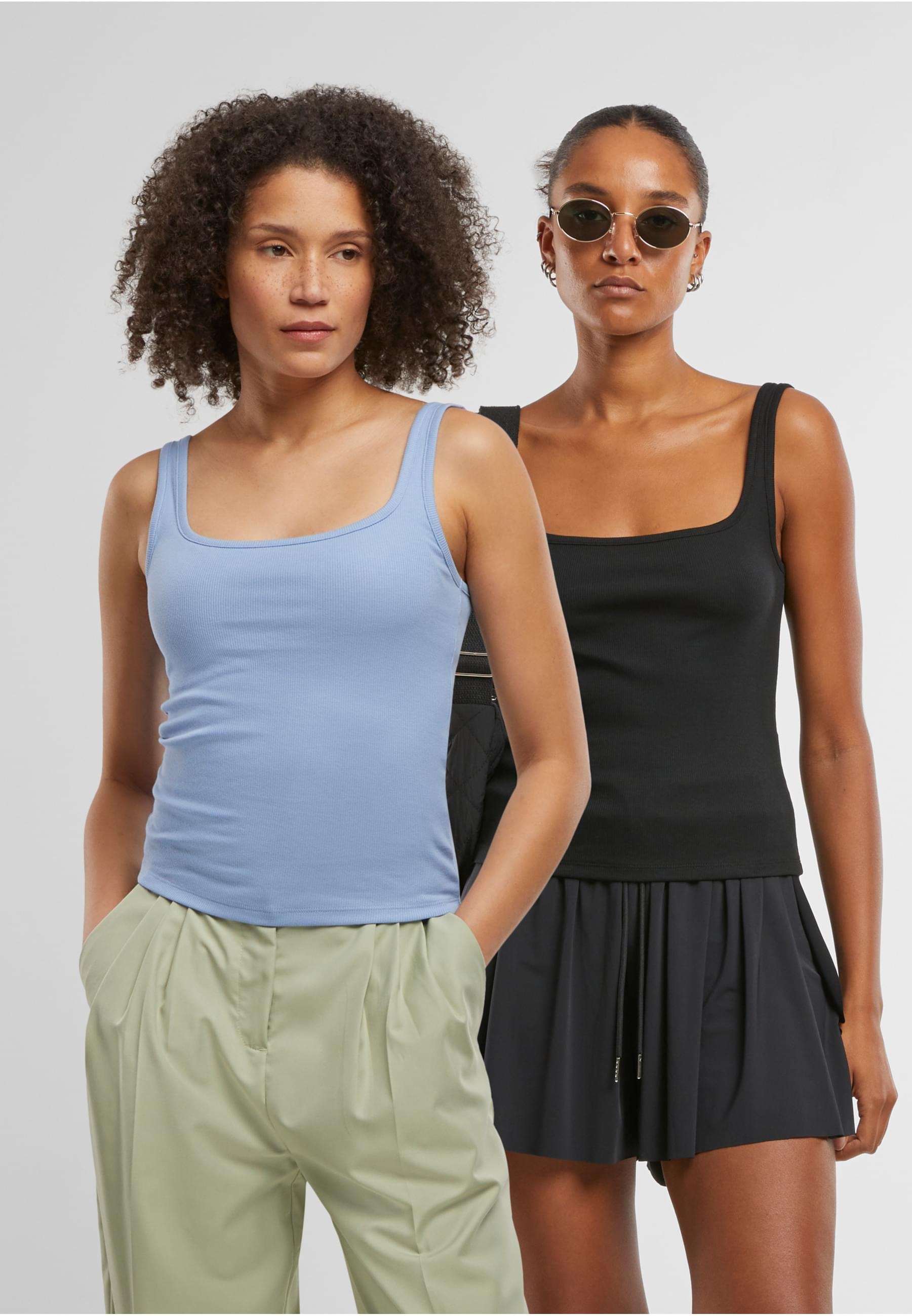 URBAN CLASSICS Muskelshirt »Urban Classics Ladies Wide Neck Rib Top 2-Pack«, (1 tlg.)