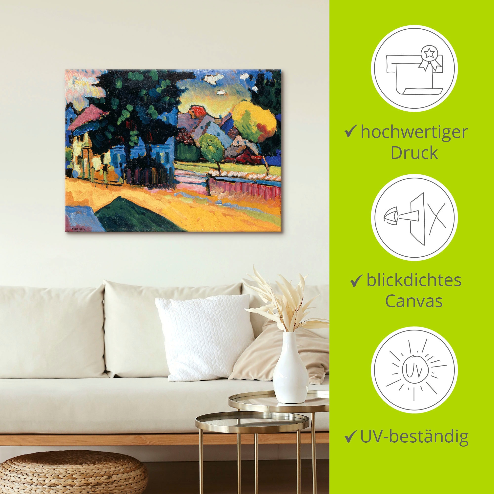 Artland Leinwandbild »Murnau - Studie zur Landschaft mit Haus«, Europa, (1 St.), auf Keilrahmen gespannt