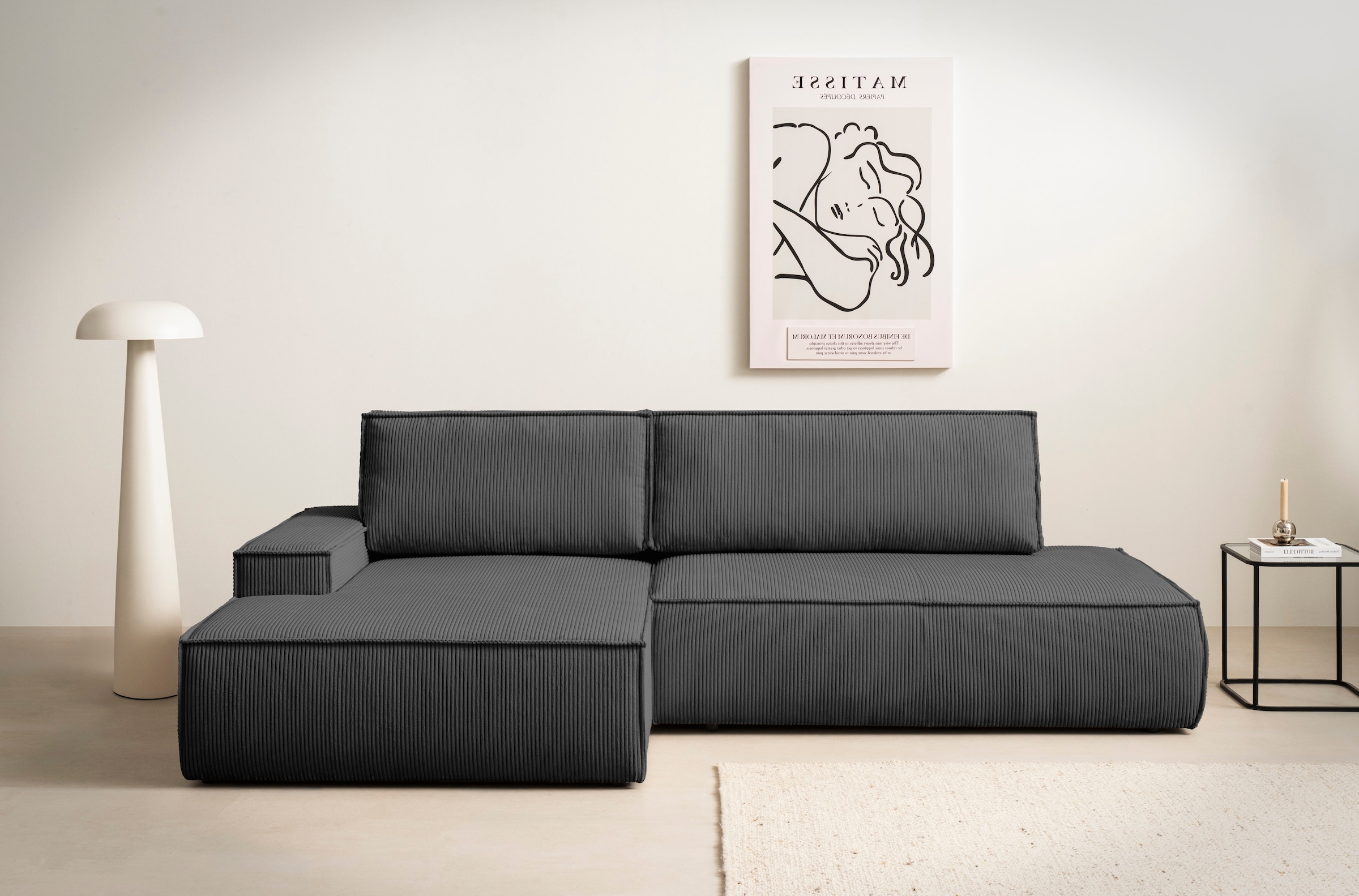 Home affaire Ecksofa "SHERWOOD, Schlafsofa in L-Form offen (275cm), Cord, L günstig online kaufen