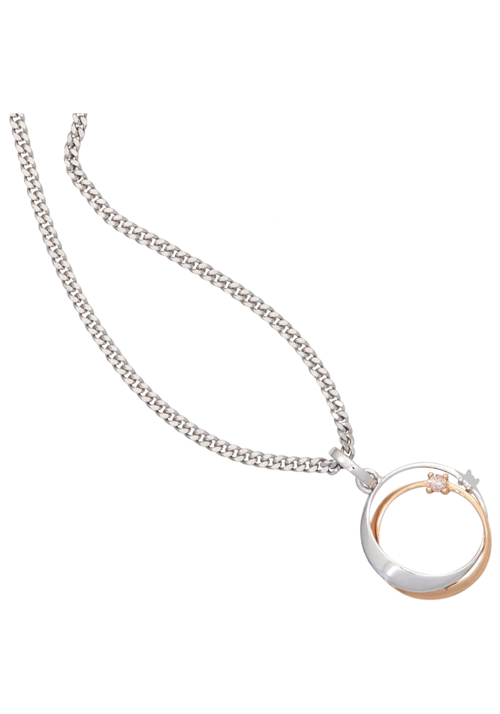 JOBO Kettenanhänger »Anhänger mit 2 Diamanten«, 585 Gold bicolor