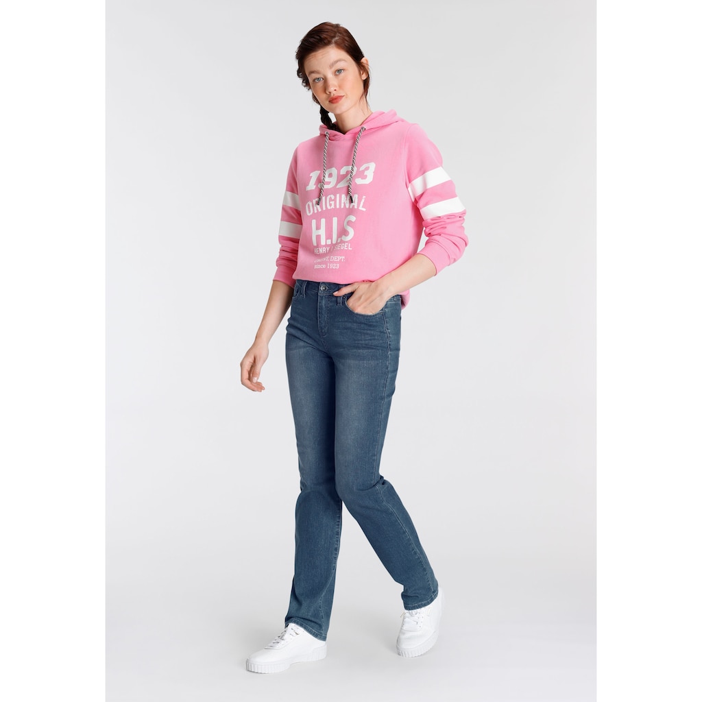 Damenmode Cotton made in Africa H.I.S Kapuzensweatshirt, mit Retro-Druck von H.I.S - NEUE KOLLEKTION pink Damenmode Cotton made in Africa H.I.S Kapuzensweatshirt, mit Retro-Druck von H.I.S - NEUE KOLLEKTION pink