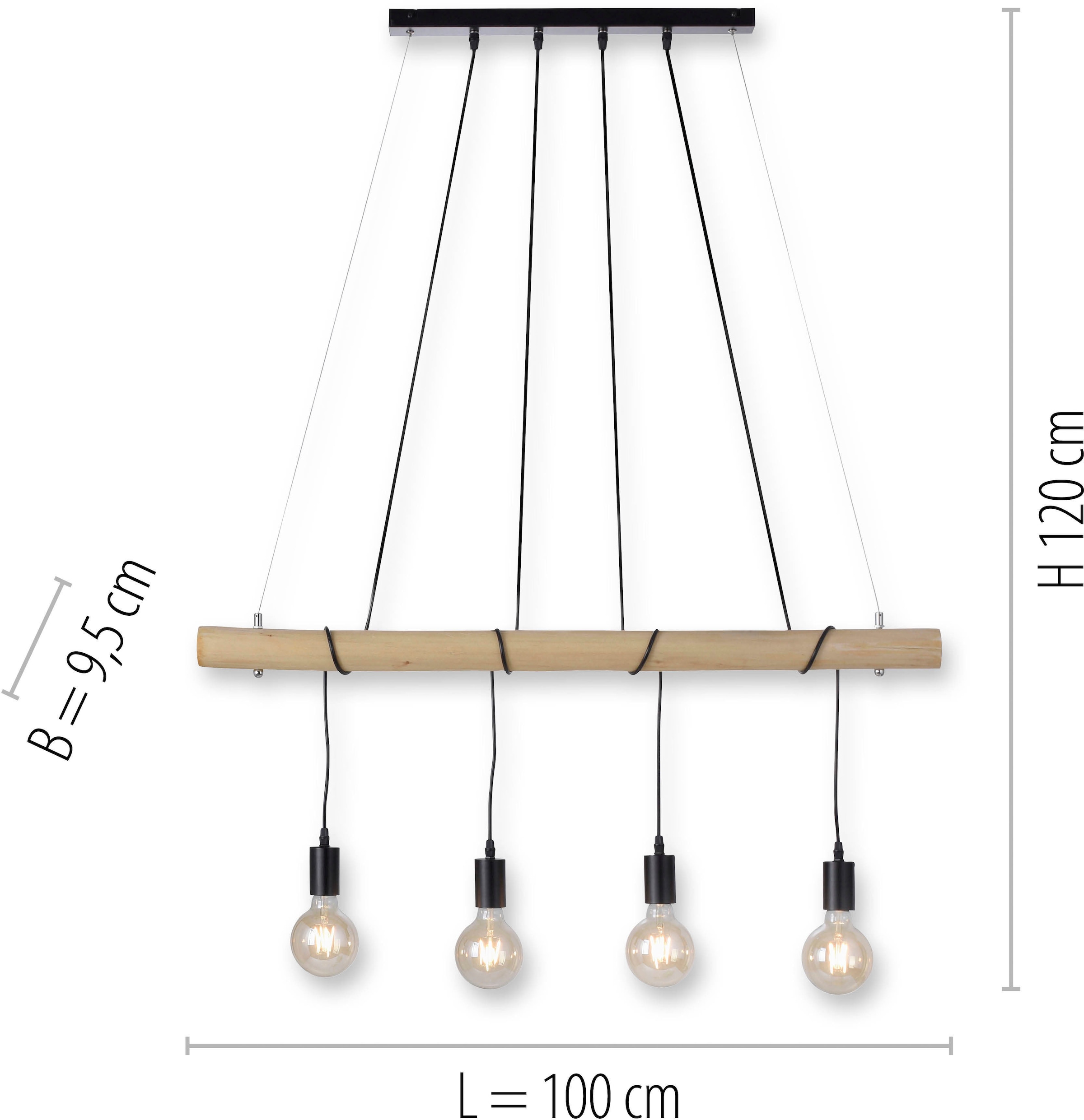 JUST LIGHT Pendelleuchte »TERO«, 4 BAUR über LED | dimmbar TronicDimmer, Leuchtmiitel inkl. flammig-flammig