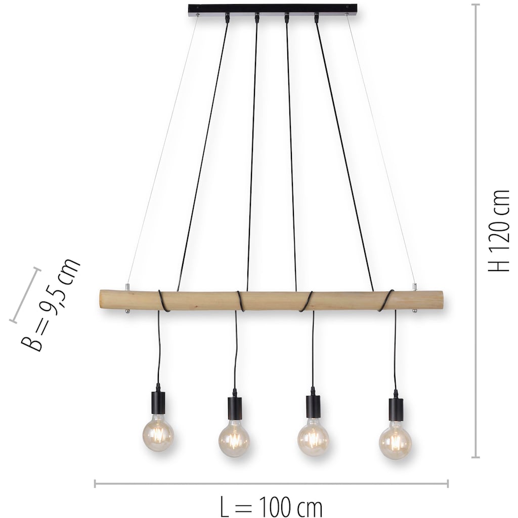 JUST LIGHT Pendelleuchte »TERO«, 4 flammig-flammig