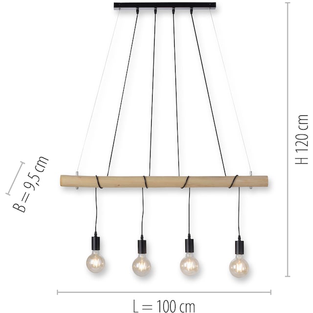 JUST LIGHT Pendelleuchte »TERO«, 4 flammig-flammig, dimmbar über  TronicDimmer, inkl. LED Leuchtmiitel | BAUR