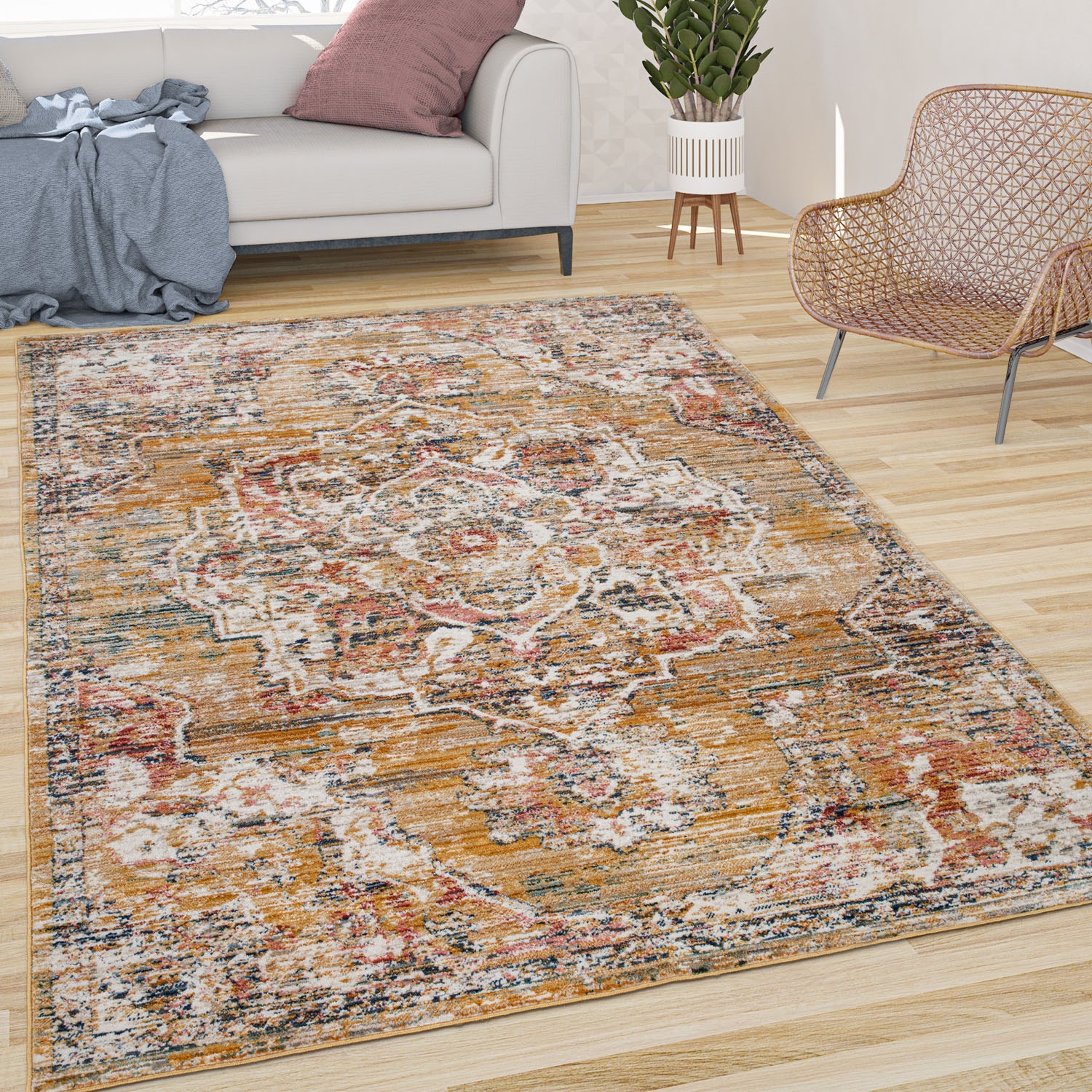 Paco Home Teppich »Herbete 734«, rechteckig, 8 mm Höhe, Kurzflor, Orient-Optik, Vintage Design