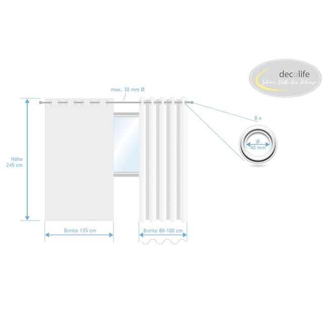 decolife Gardine »Anouk«, (1 St.), Ösenschal mit farbigen Querstreifen auf  Rechnung | BAUR