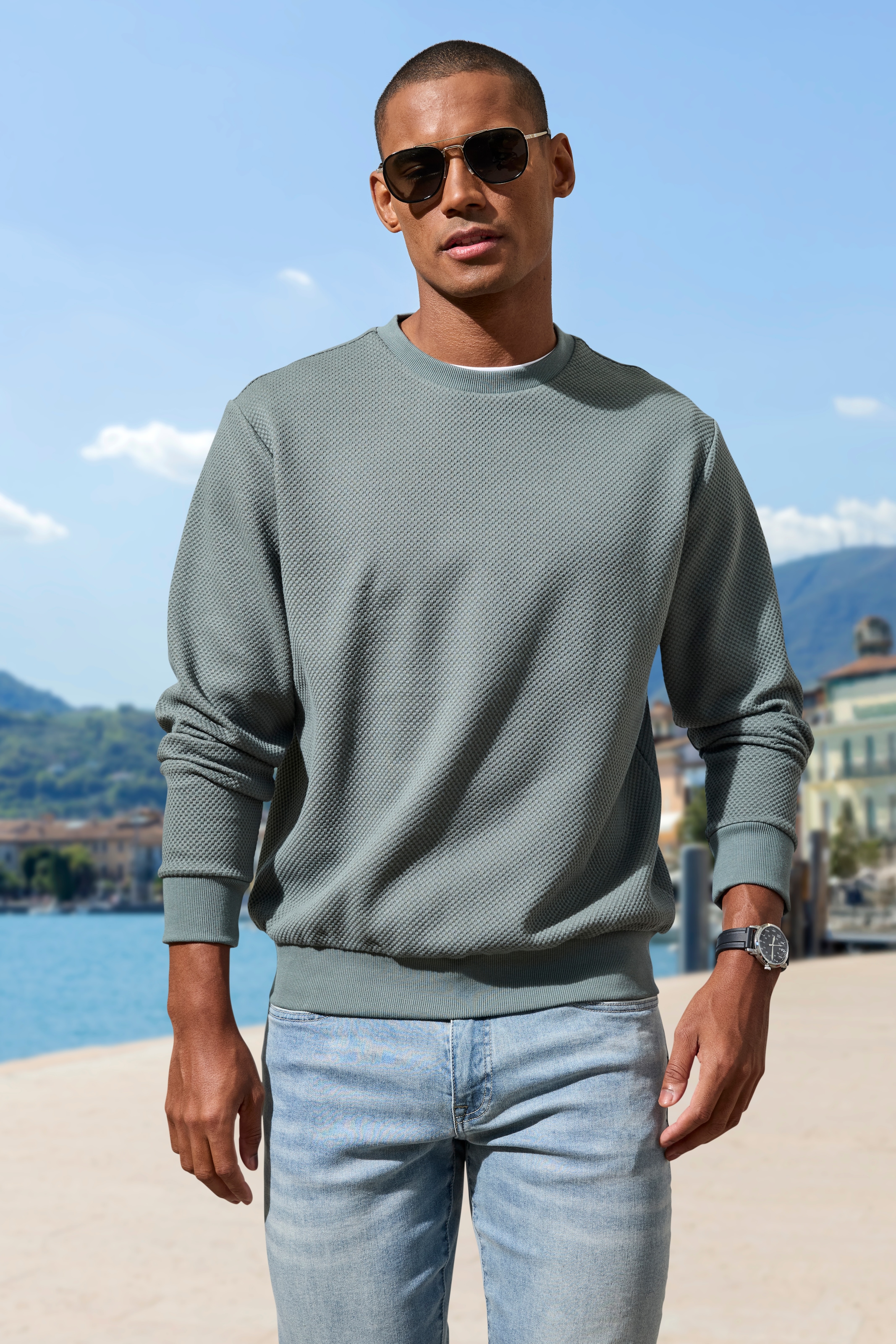 John Devin Sweatshirt, Pullover aus Struktur-Qualität günstig online kaufen