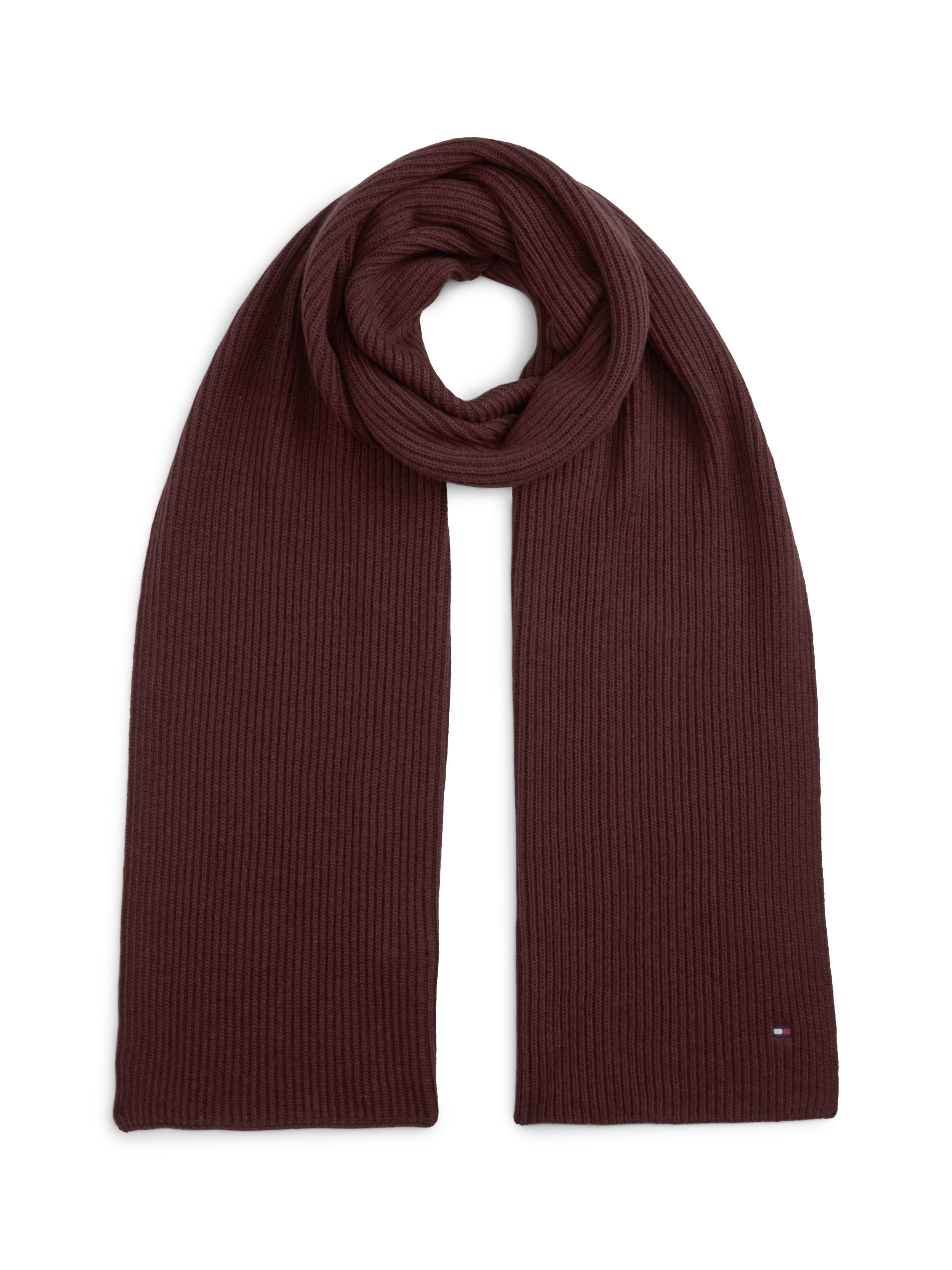 Tommy Hilfiger Strickschal "TH FLAG PIMA COTTON CASH SCARF" mit Logostickerei, mit Kaschmiranteil Unisex