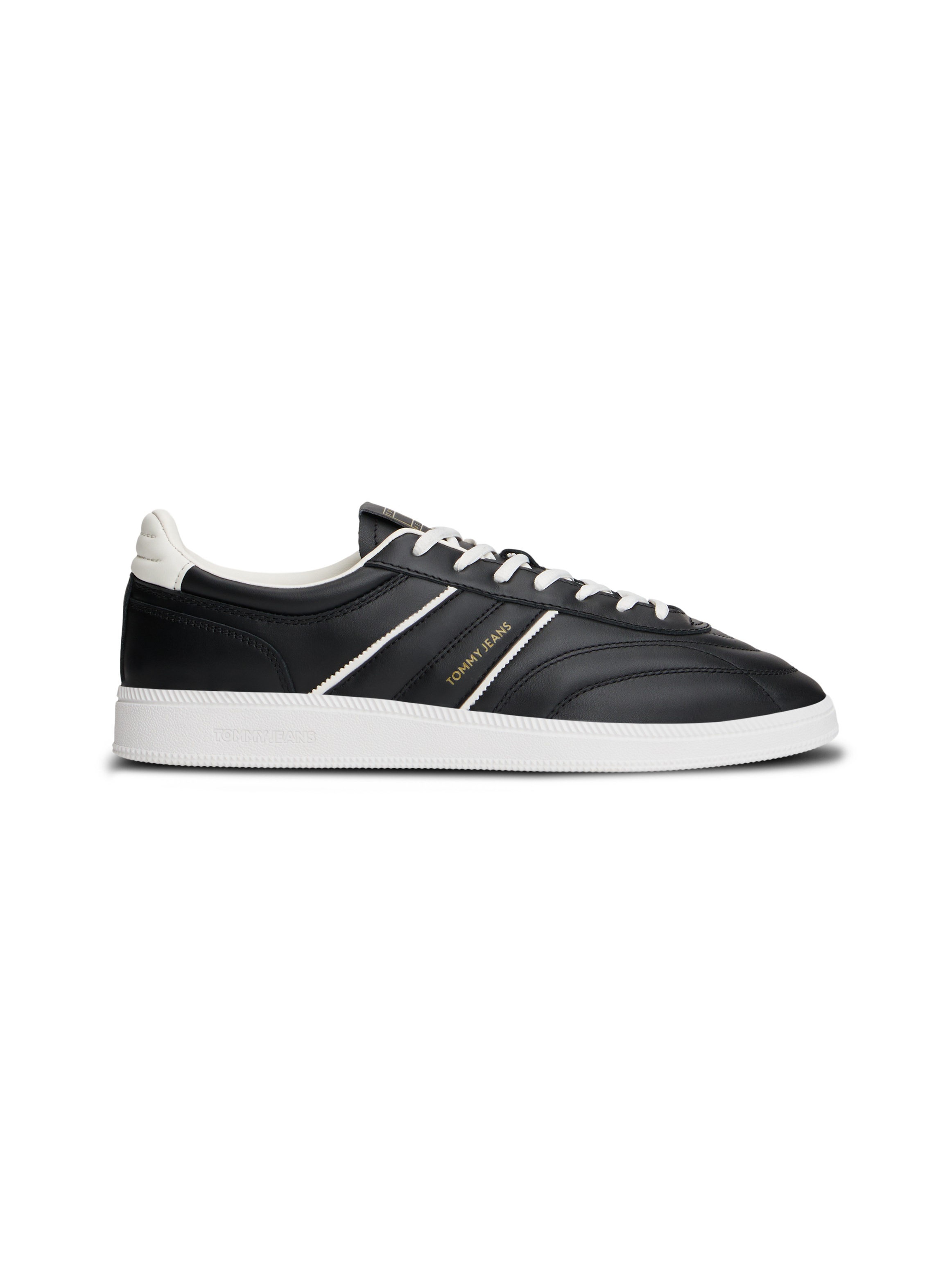 Sneaker TOMMY JEANS "THE GREENWICH EDGE STITCHING", Herren, Gr. 40, schwarz, Leder, Lederimitat, kontrastfarbene Details, Schuhe Sneaker, Freizeitschuh, Halbschuh, Schnürer, Logo an der Seite und Schuhzunge 3