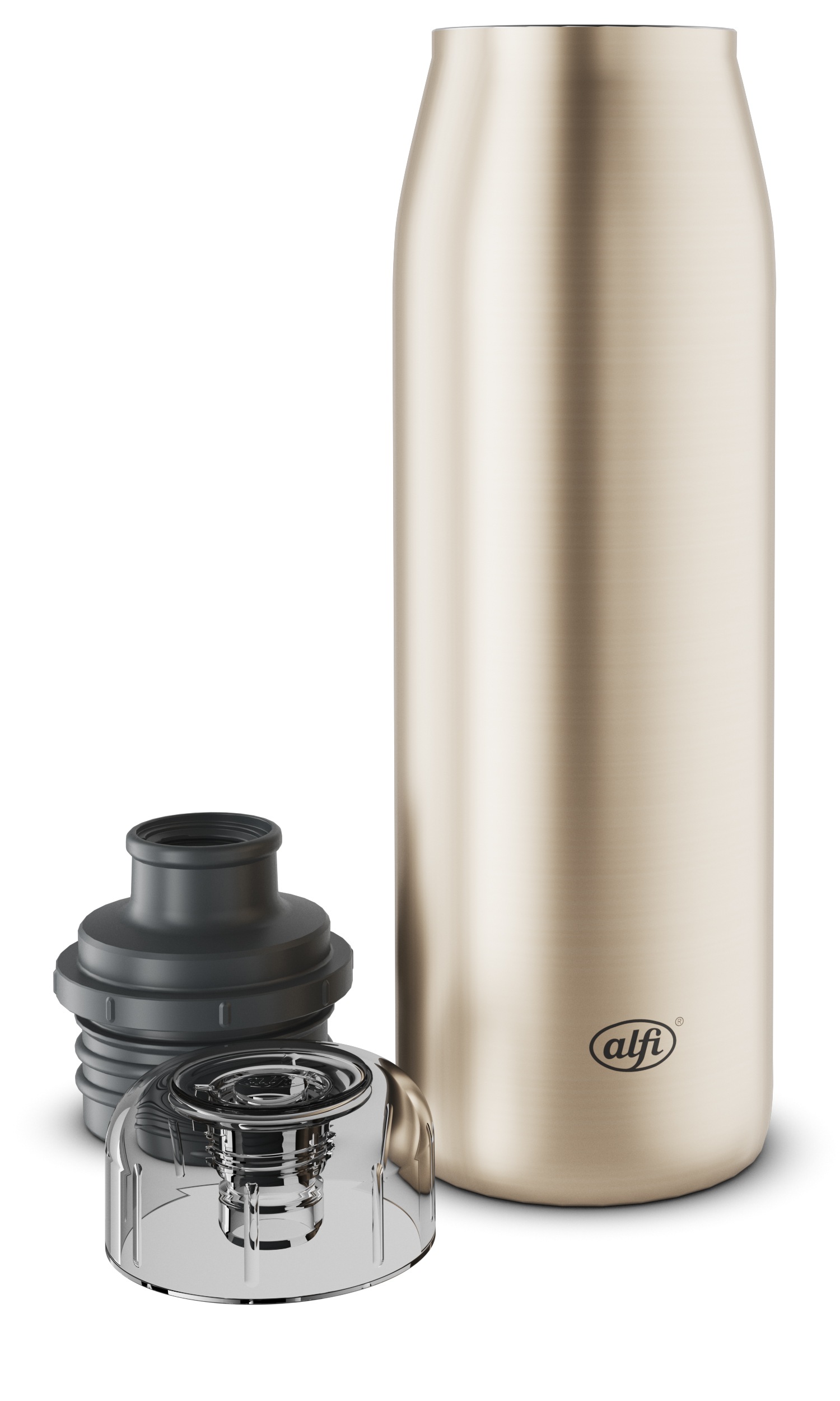 Alfi Isolierflasche »ISO BOTTLE, Edelstahlkörper, spülmaschinenfest«, (1 tlg.), 0,5l, 12h heiß & 24h kalt, Trinköffnung mit konsistentem Trinkfluss