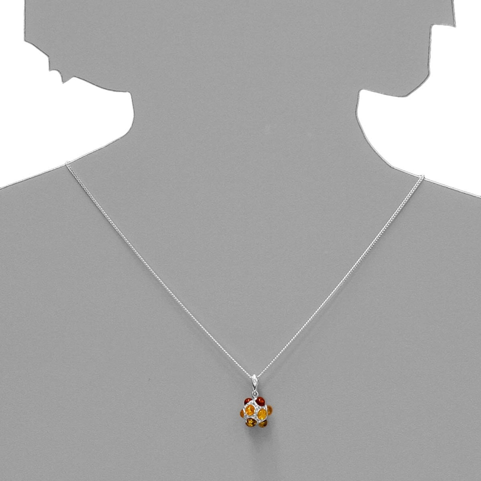 OSTSEE-SCHMUCK Kette mit Anhänger »- Discokugel 14 mm - Silber 925/000 - Bernstein«