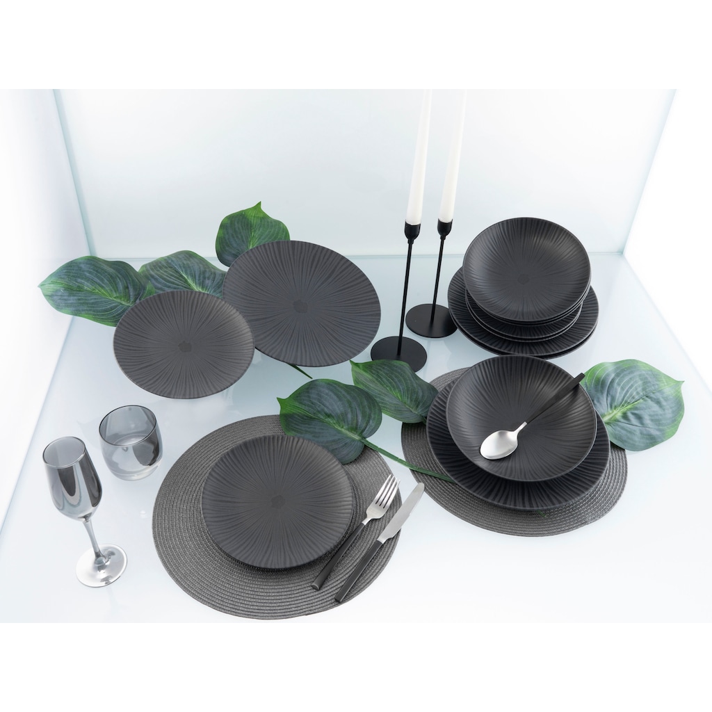 CreaTable Tafelservice »Geschirr-Set Vesuvio«, (Set, 12 tlg., Teller Set für 4 Personen)