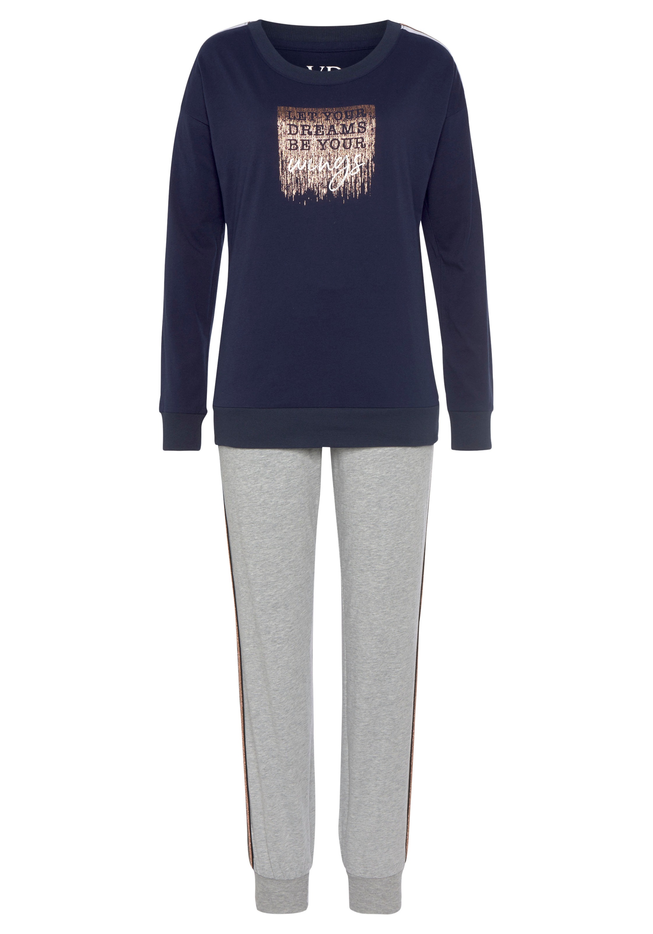 Vivance Dreams Pyjama 2-teilig, 2 tlg. mit kontrastfarbenen Tape Details günstig online kaufen