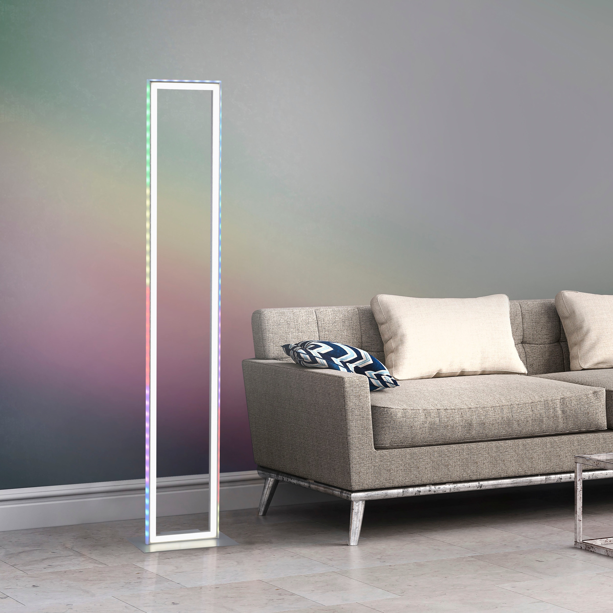 my flammig-flammig, Sidelight: BAUR Rainbow-RGB, Infrarot-Fernbed. inkl. home »Luan«, LED 2 | Stehlampe 2700-5000K, Downlight: