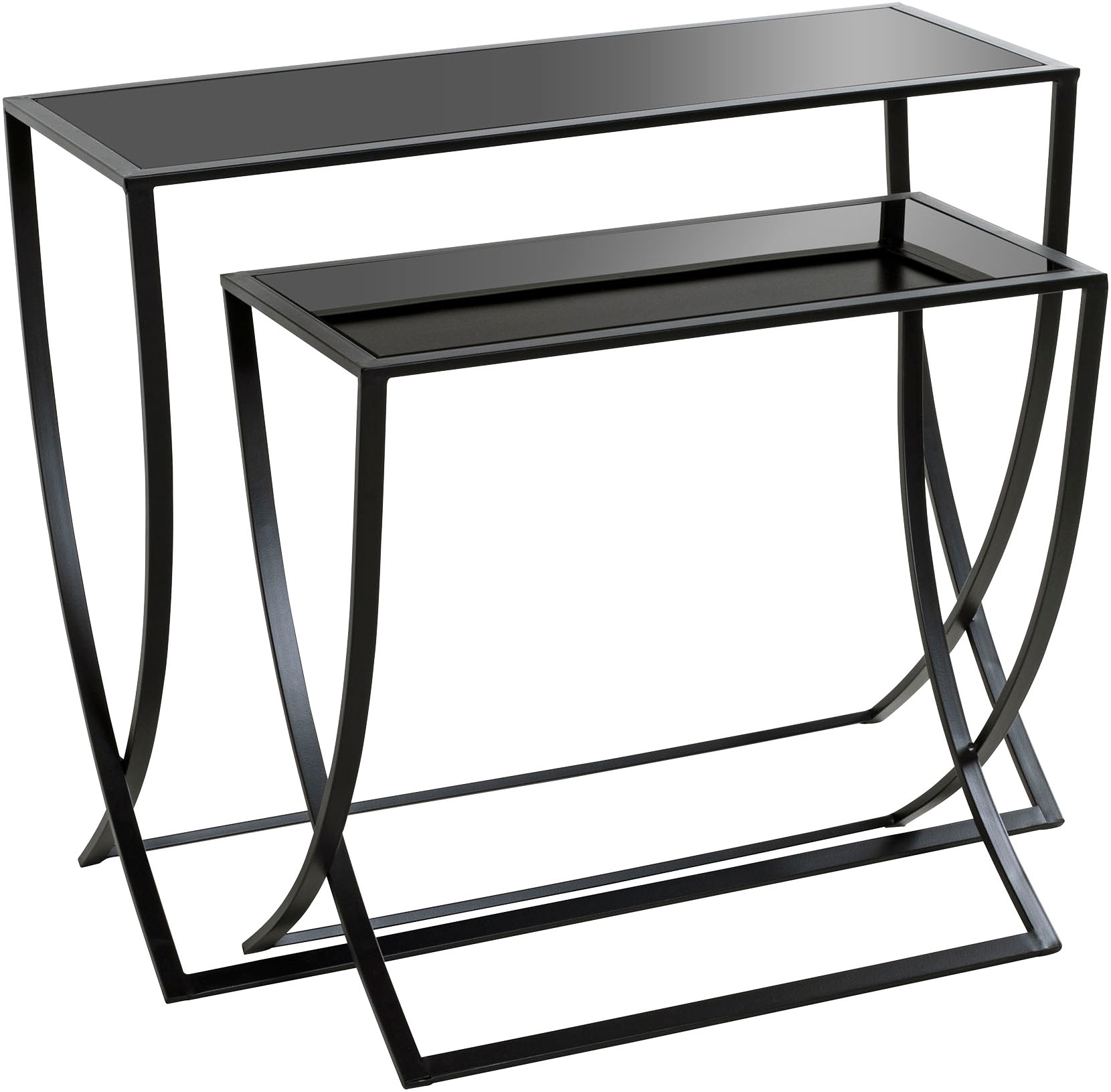 HAKU Beistelltisch »Sofatisch, Wohnzimmertisch« Set, 2er Set, 2 Stk. tlg. rechteckig - aus Metall Schwarz B/T/H 60/30/55 und 80/30/65 cm