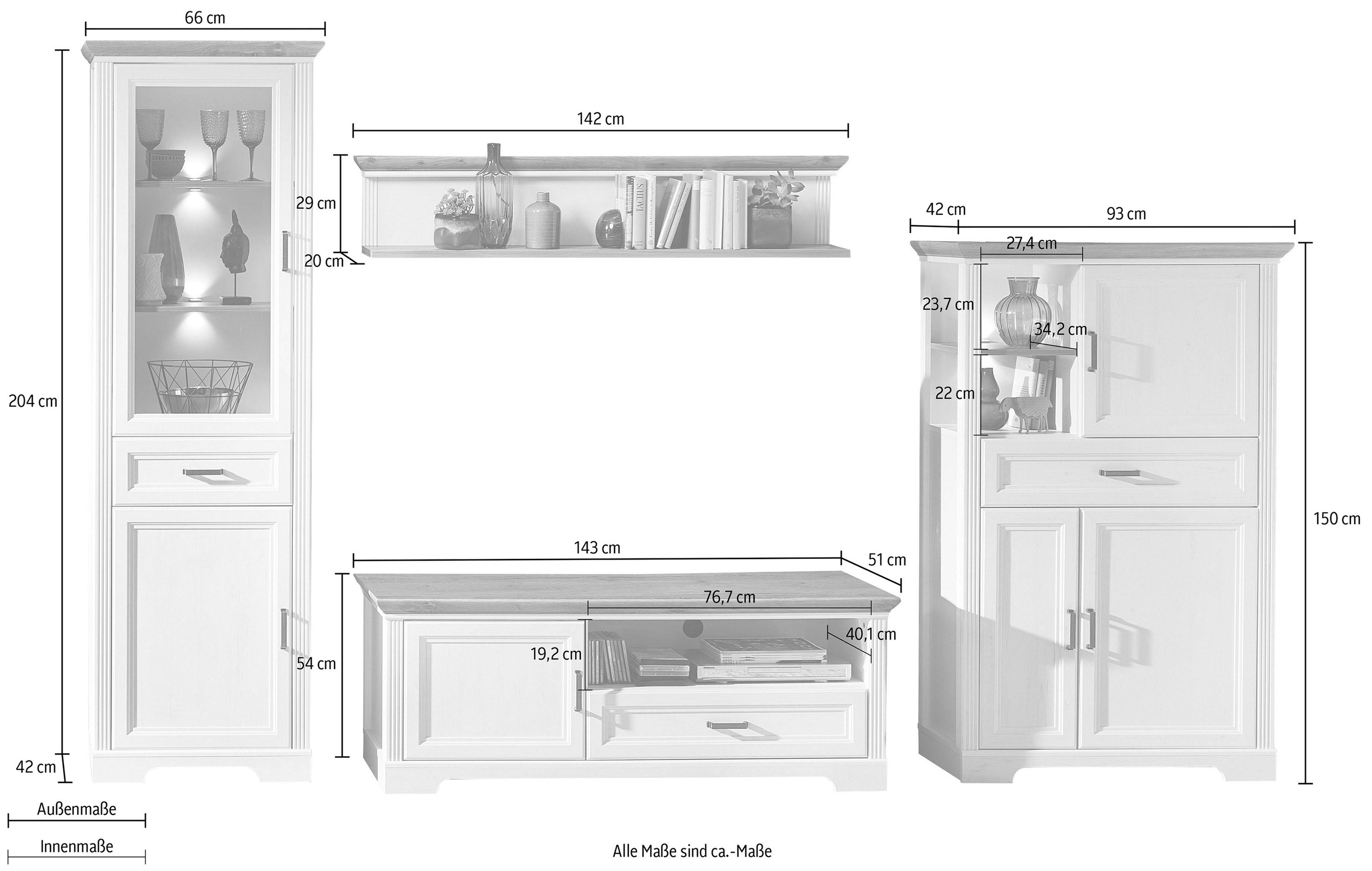 Thumbnail - Innostyle Wohnwand "Jasmin" Set, 4 Stk. tlg.