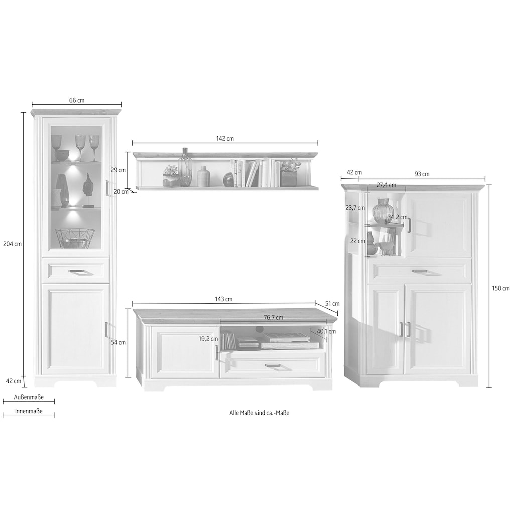 Innostyle Wohnwand »Jasmin«, (Set, 4 St.)