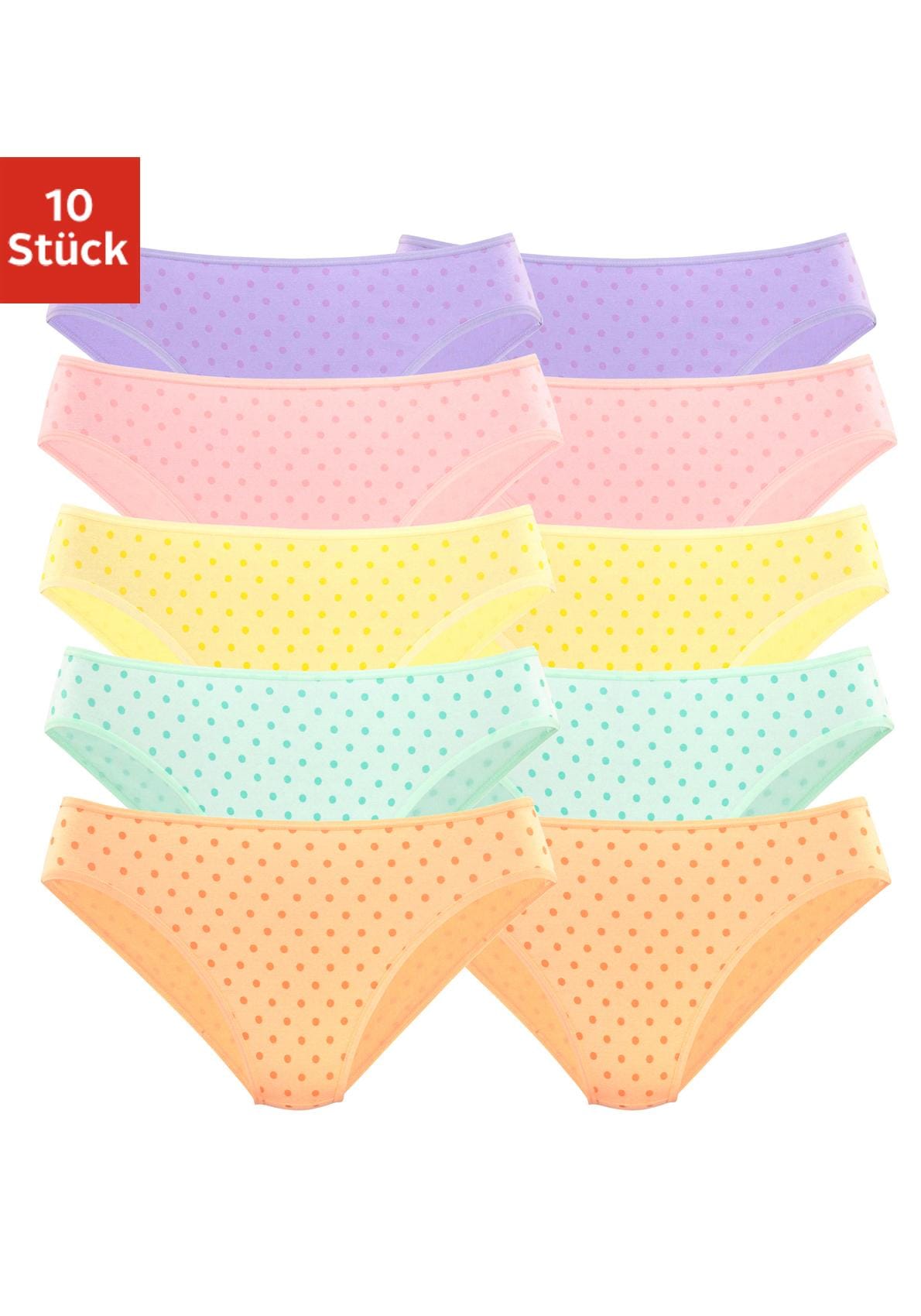 petite fleur Bikinislip, (10er-Pack), aus elastischer Baumwolle