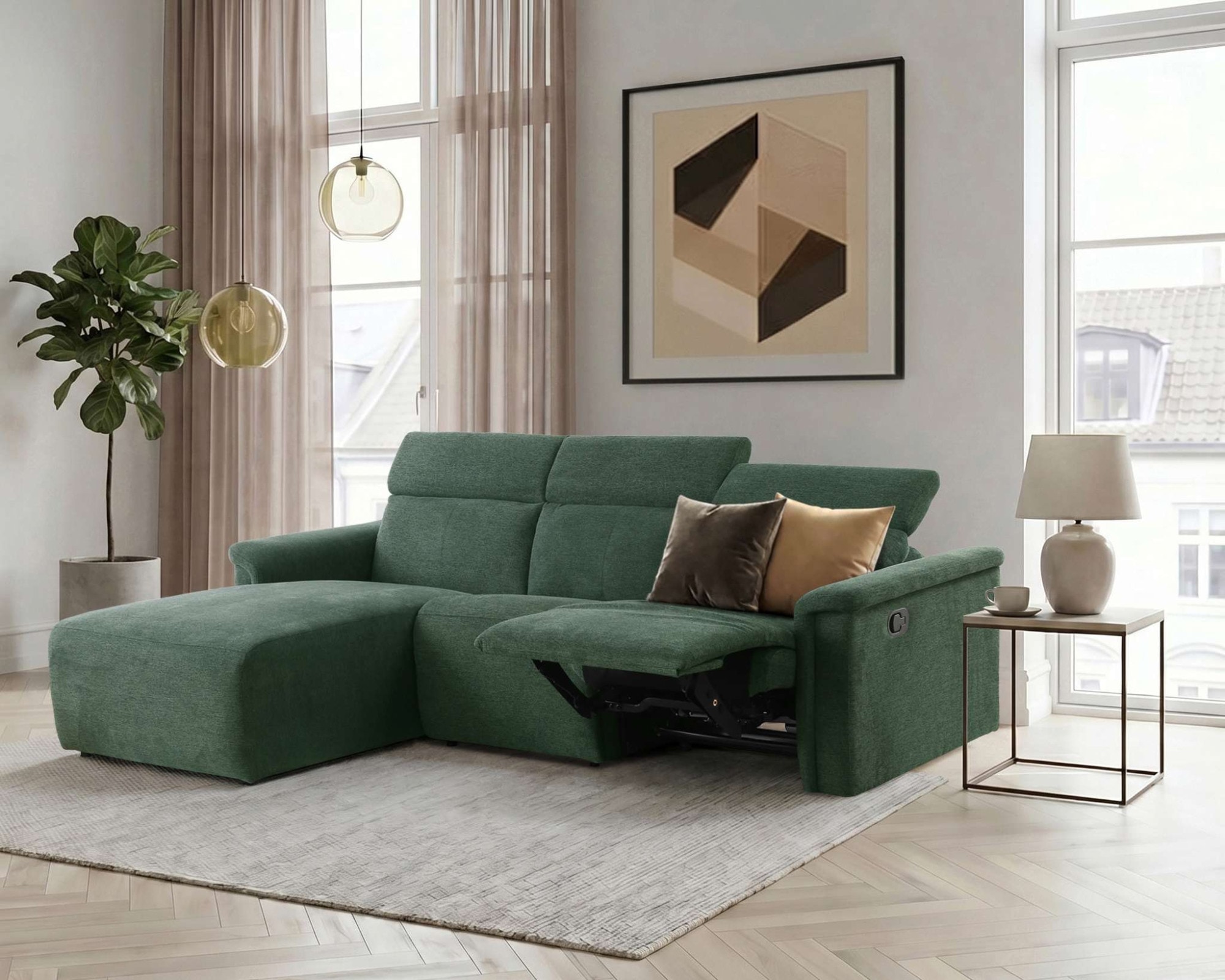 OTTO home Ecksofa »LUND, Struktur-Bezug, L-Form, 258cm, man./elektr. Relaxfunktion (USB)« USB-A/C bei elektrischer Variante und Kopfteilverstellung