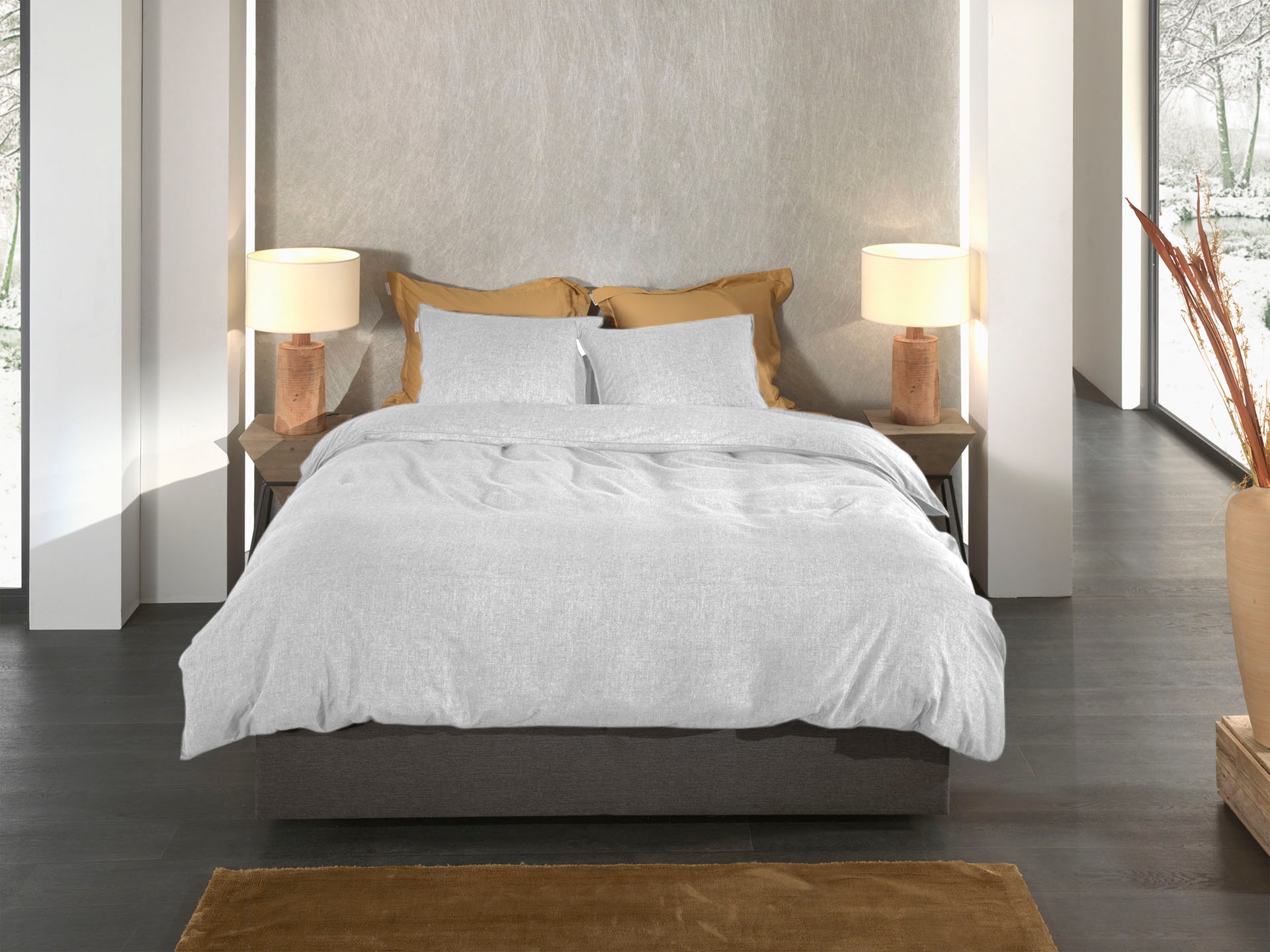 Heckett & Lane Bettwäsche "Franela" 2 Stk. Uni Design, hochwertiges Flanell günstig online kaufen