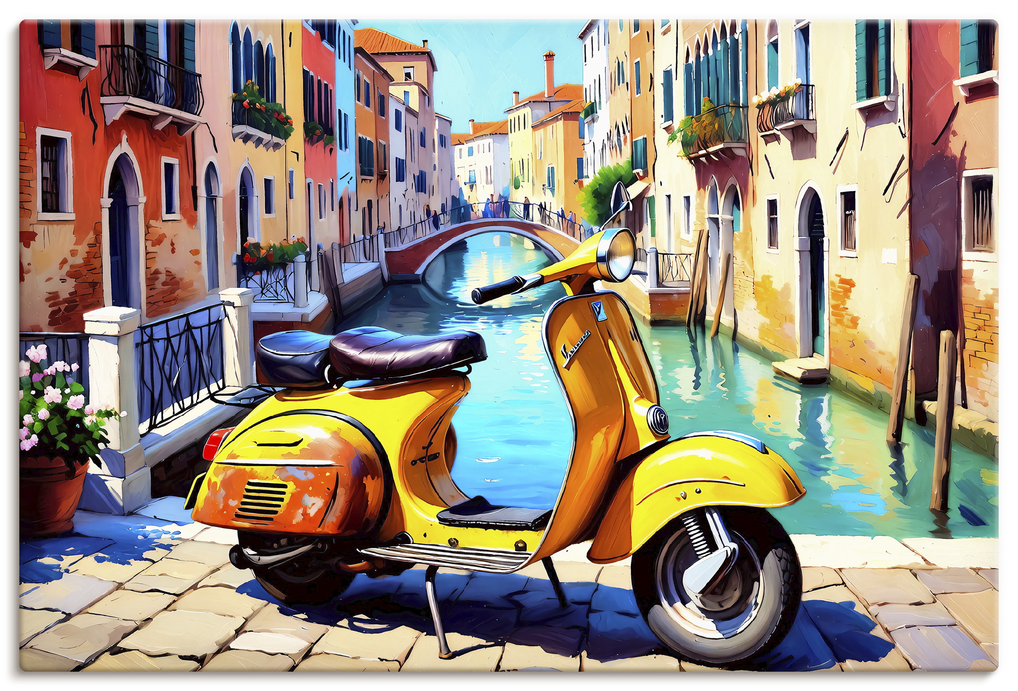 Artland Wandbild "Reise nach Venedig mit dem Motorroller" 1 Stk. tlg. als Alubild, Leinwandbild, Poster, Wandaufkleber in verschied. Größen