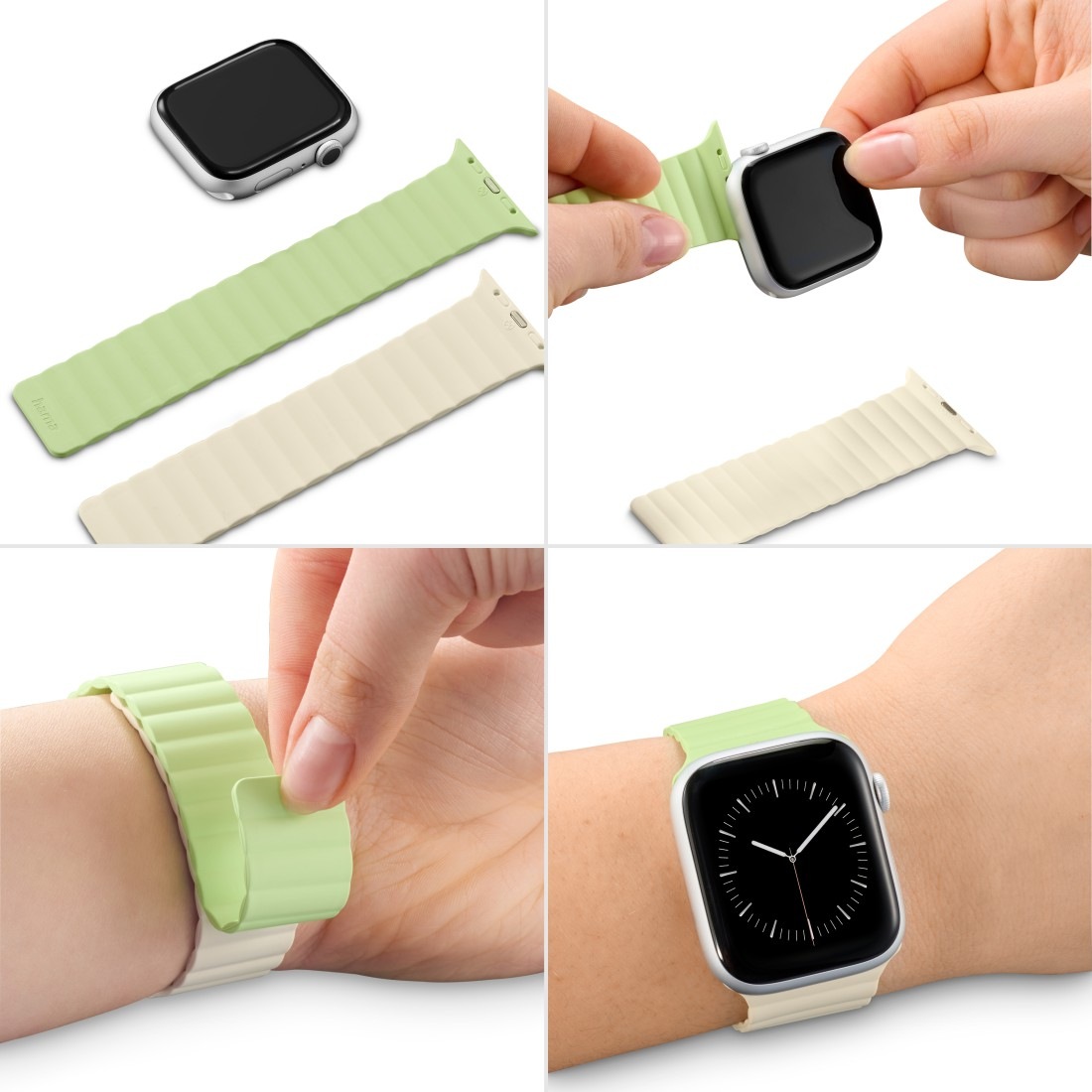 Hama Wechselarmband »Apple Watch Armband mit Magnetverschluss, für Display 42/44/45/49 mm«, Einheitsgröße, nicht klebrig, Silikon-Look