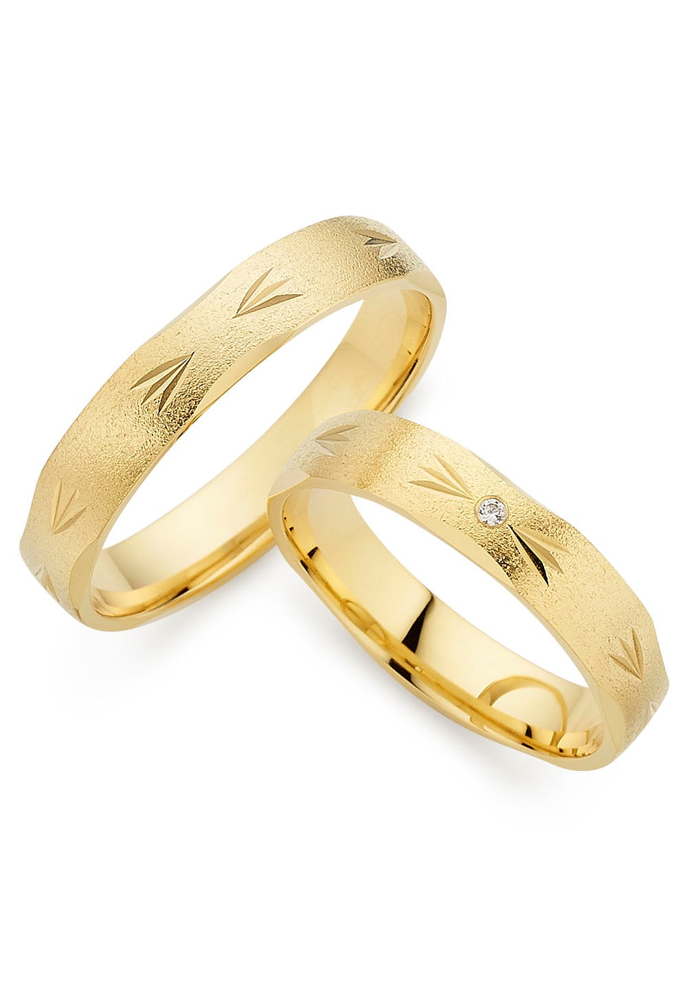 PHÖNIX Damen Trauring "Schmuck", 58, 0,01 SI = kleine Einschlüsse mit Brillant, Gelbgold 333, 4mm, gold, Gelbgold 333, Fingerringe, Made in Germany -