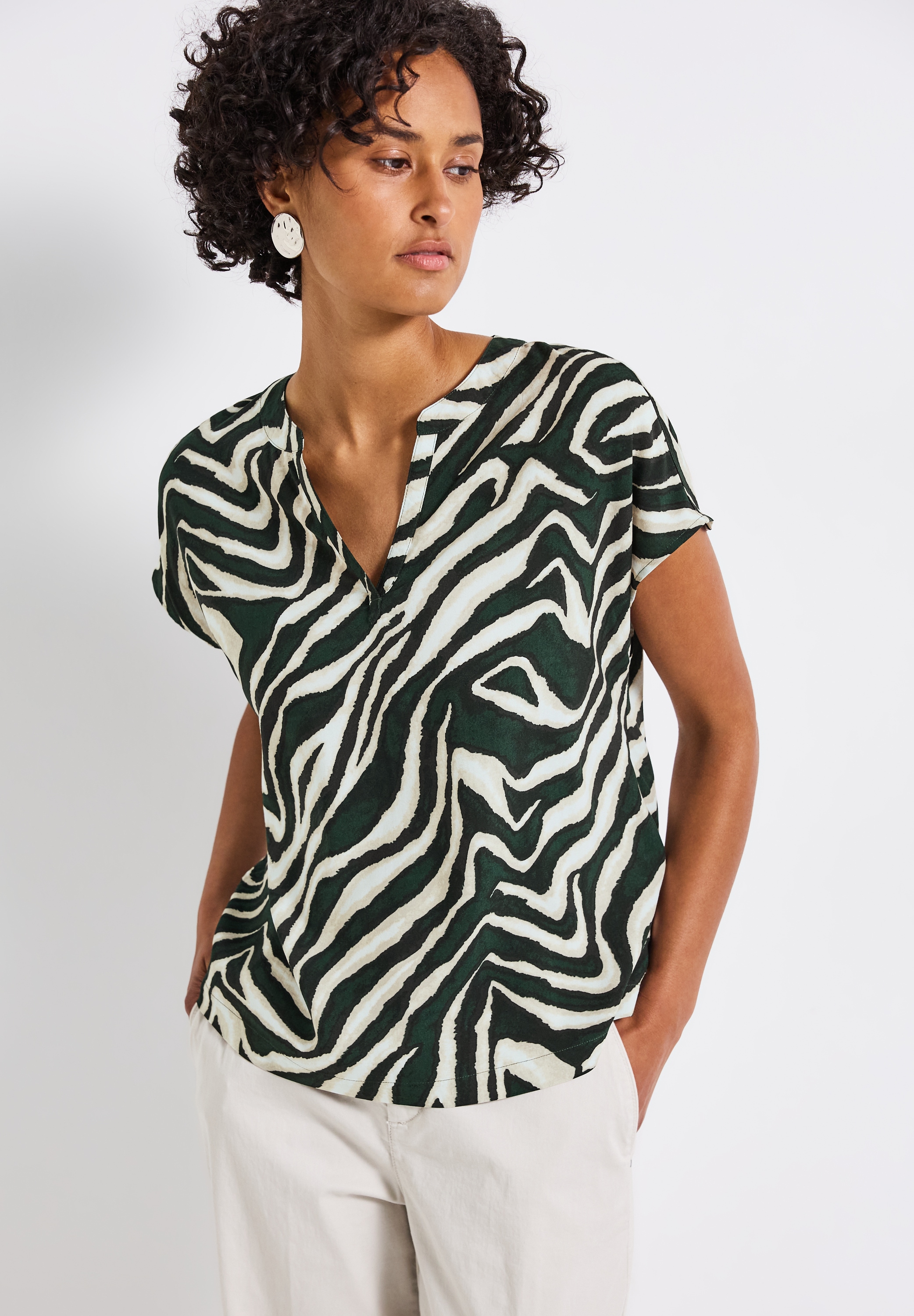 STREET ONE Kurzarmbluse, mit Zebra-Muster günstig online kaufen